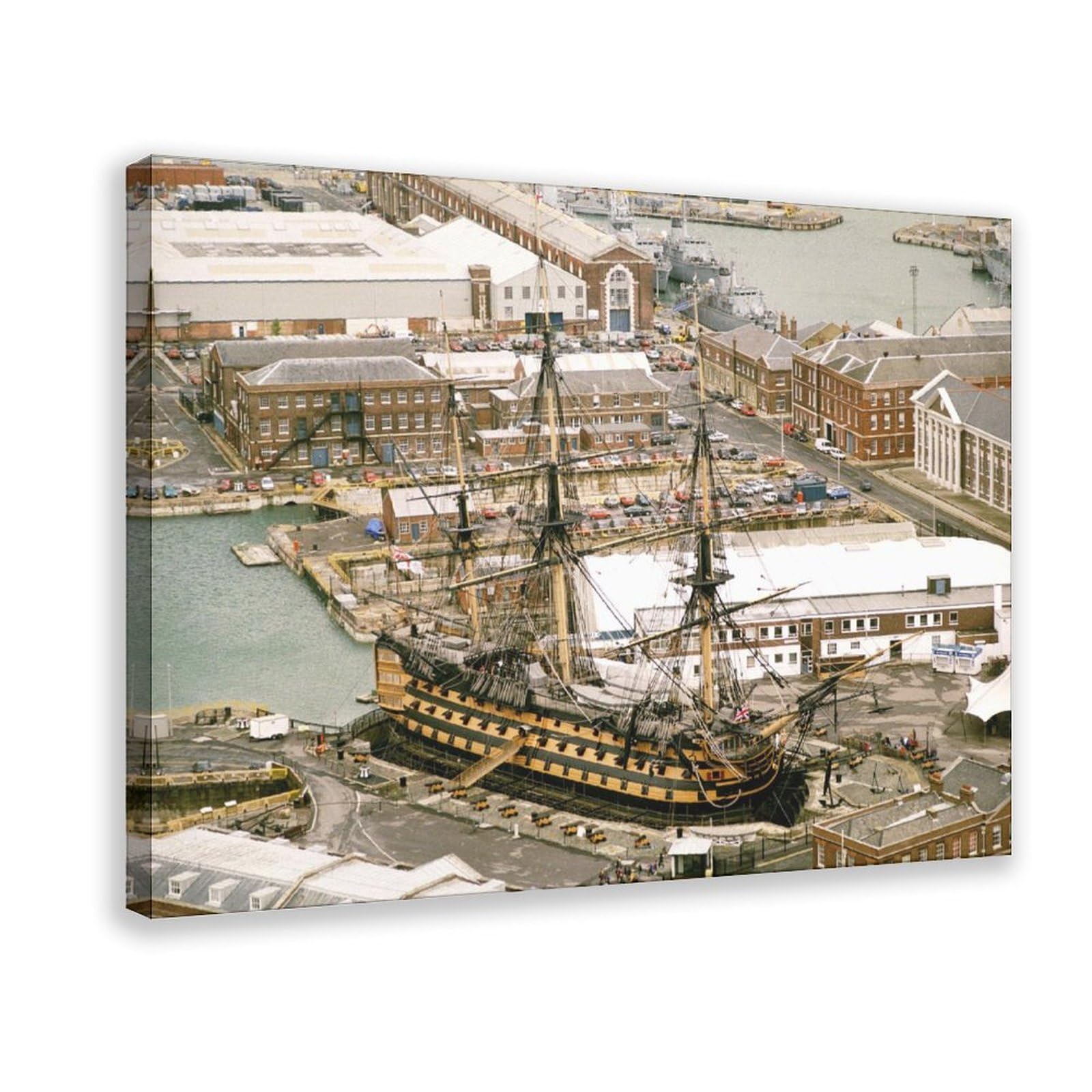 Ncudank Hms Victory Naval Ship Poster Canvas Poster Bedroom Decor Landscape Office Room Decor Gift 12X18inch(30X45cm)