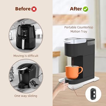 360 Rolling Tray Bamboo Appliance Slider, Appliance Sliders for Kitchen Appliances Sliding Tray for Coffee Maker Appliances Mat Easily from Under The Cabinet White(13.99.4)