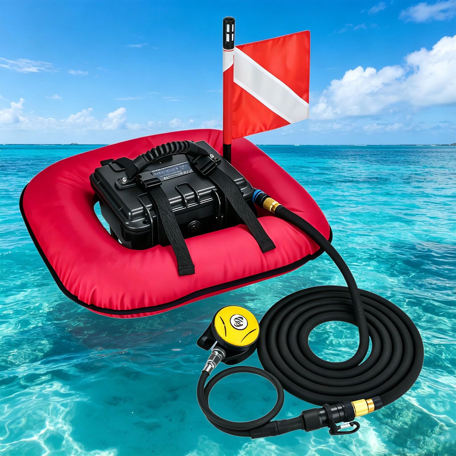Underwater Breathing Device Tankless Diving Air Supply Ventilator Red