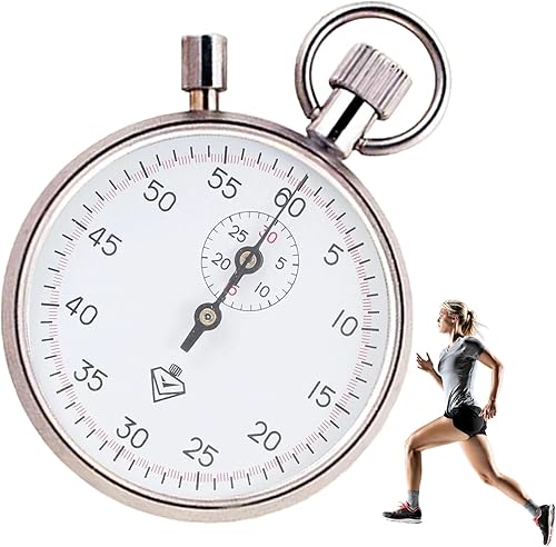 Miniatura 6 de Stop Watch Stainless Steel Mechanical Analog Stopwatch with Pause Handheld Timer for Running, Training & Experiments