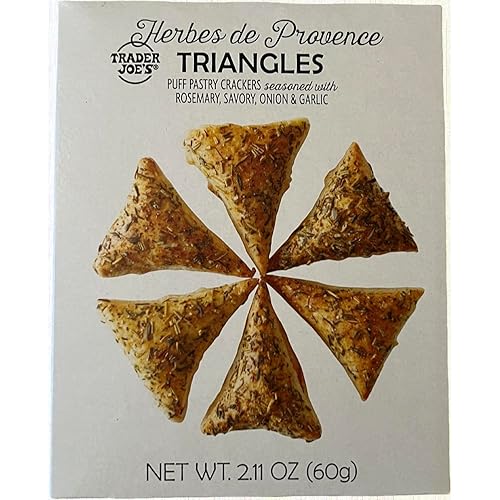 Trader Joe's Herbes De Provence Triangles - Galletas de hojaldre con romero, salado, cebolla y ajo, 2.11 onzas (paquete de 1)