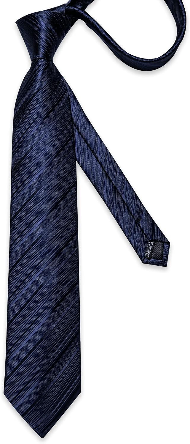 DiBanGu Mens Silk Necktie Solid Color Tie and Pocket Square Cufflink Tie Clip Set Woven Plain Ties for Men Wedding Party - Image 4