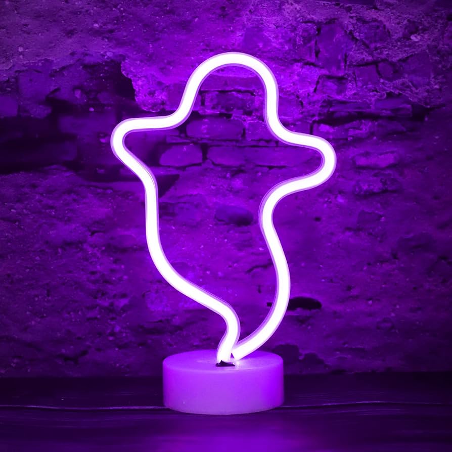 Ghost Neon Signs Halloween Lights, LED Signs Ghost Shape Spooky
