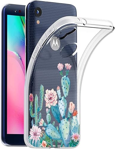 Miniatura 3 de Sidande - Funda para Moto E6, a prueba de golpes, transparente, suave, flexible, TPU delgada, funda para Motorola Moto E6 (2019) (Cactus)