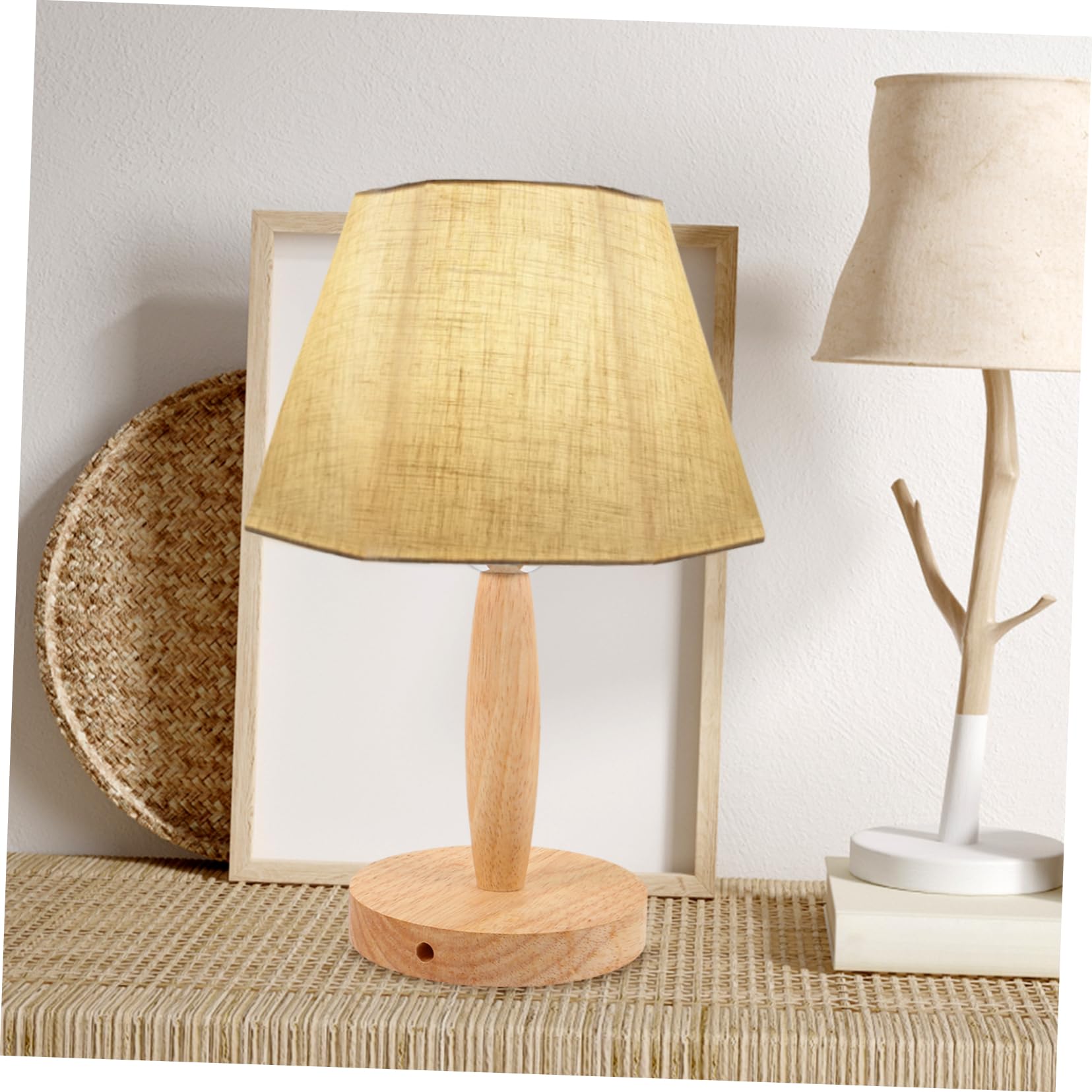 Lampada da Tavolo Fai da Te Bianca in Ferro e Legno, Base e Supporto Inclusi, per Comodino e Camera da Letto