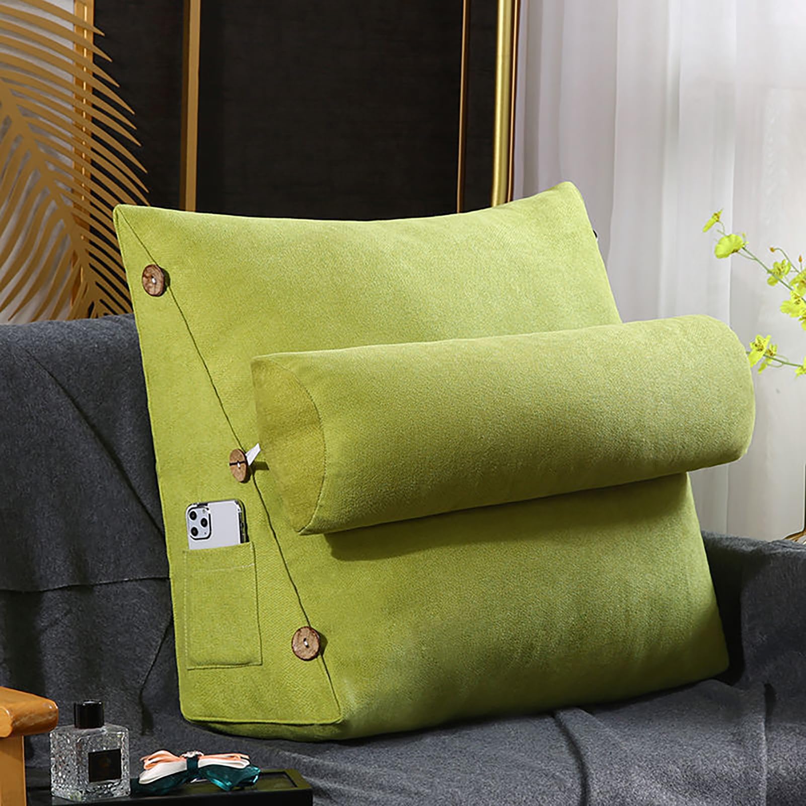 Coussin cale dos triangle en mousse pour canapé et tête de lit