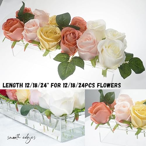 Miniatura 6 de Jarrón largo de acrílico con agujeros para flores, florero rectangular transparente, caja de flores acrílicas, longitud de 121824 pulgadas para