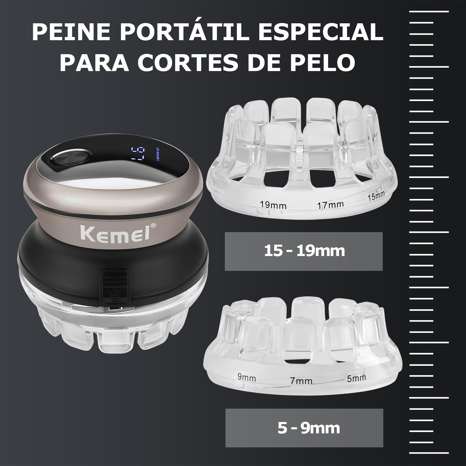 KEMEI Cortapelos para hombres, recortadora de pelo circular inalámbrica | kit de corte de pelo, pantalla LED recargable
