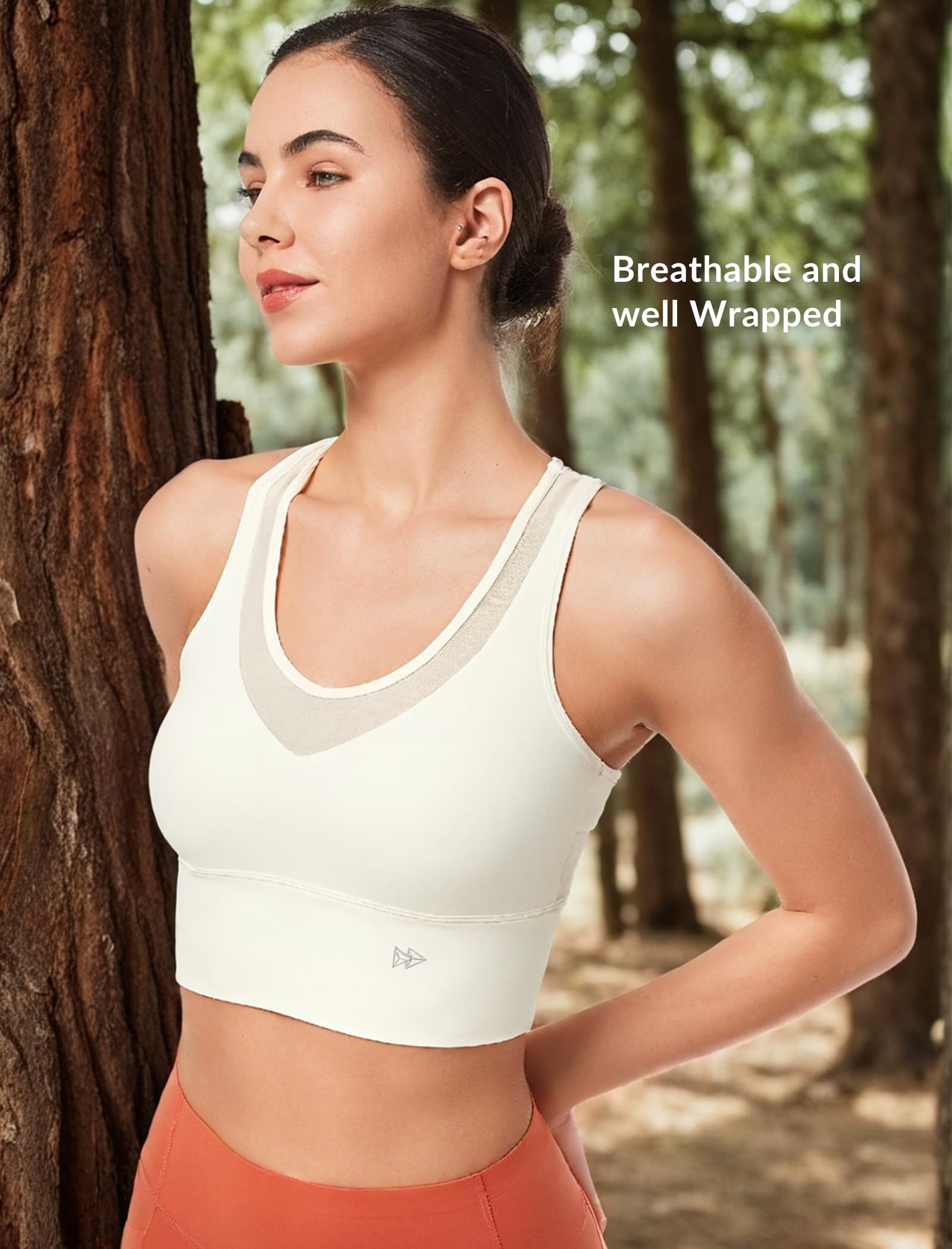Yvette Soutien-gorge de sport en maille pour femme avec dos nageur et col en V