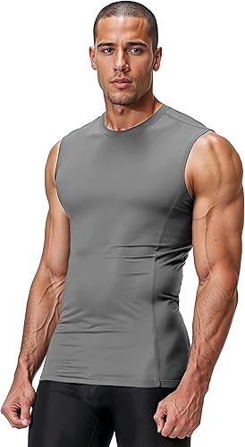 Miniatura 6 de DRSKIN Paquete de 4, 3 y 2 camisetas de compresión para hombre, sin mangas, atléticas, deportes, entrenamiento, correr, capa base activa