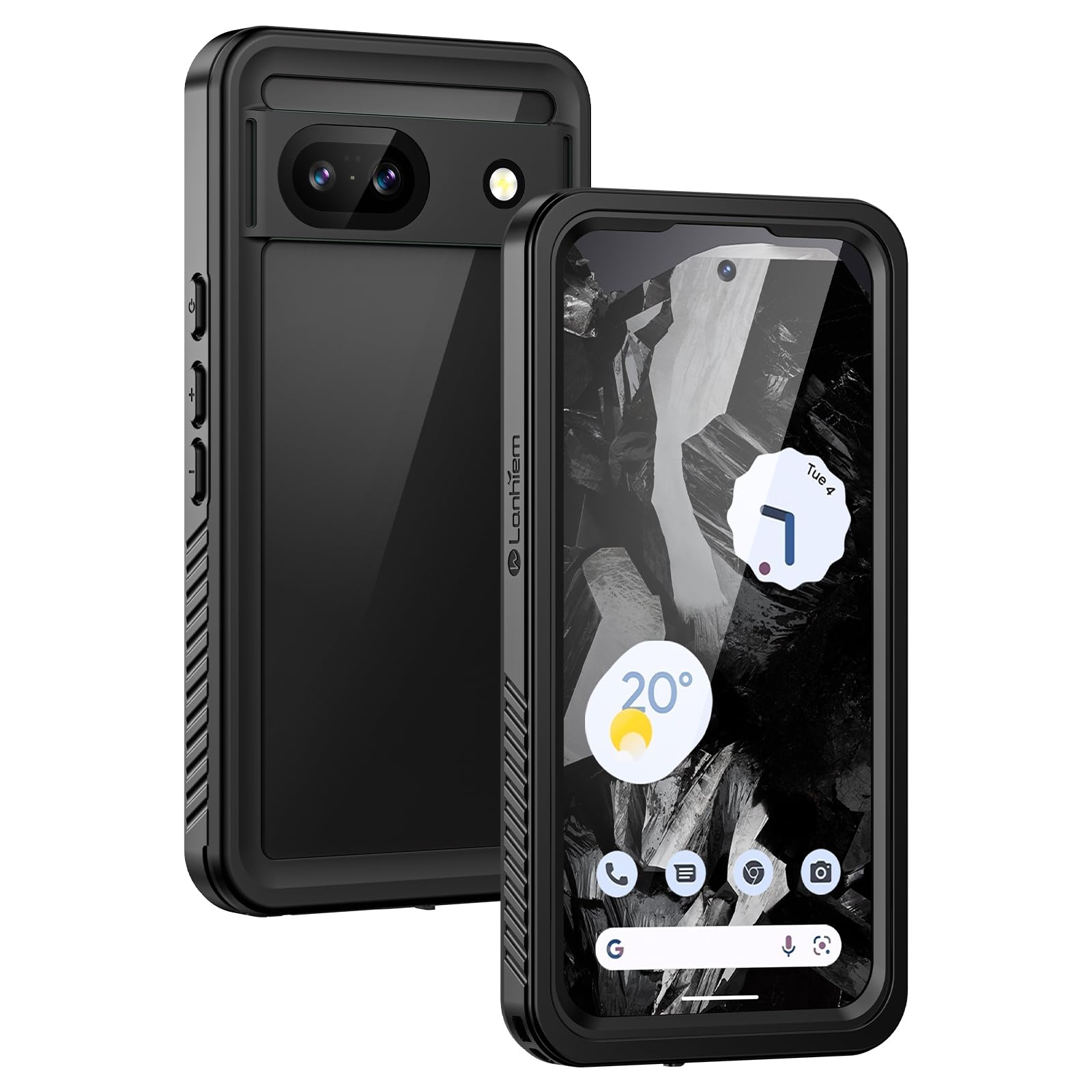 Lanhiem for Pixel 8a Case, IP68 Waterproof Dustproof Cover with Built-in Screen Protector