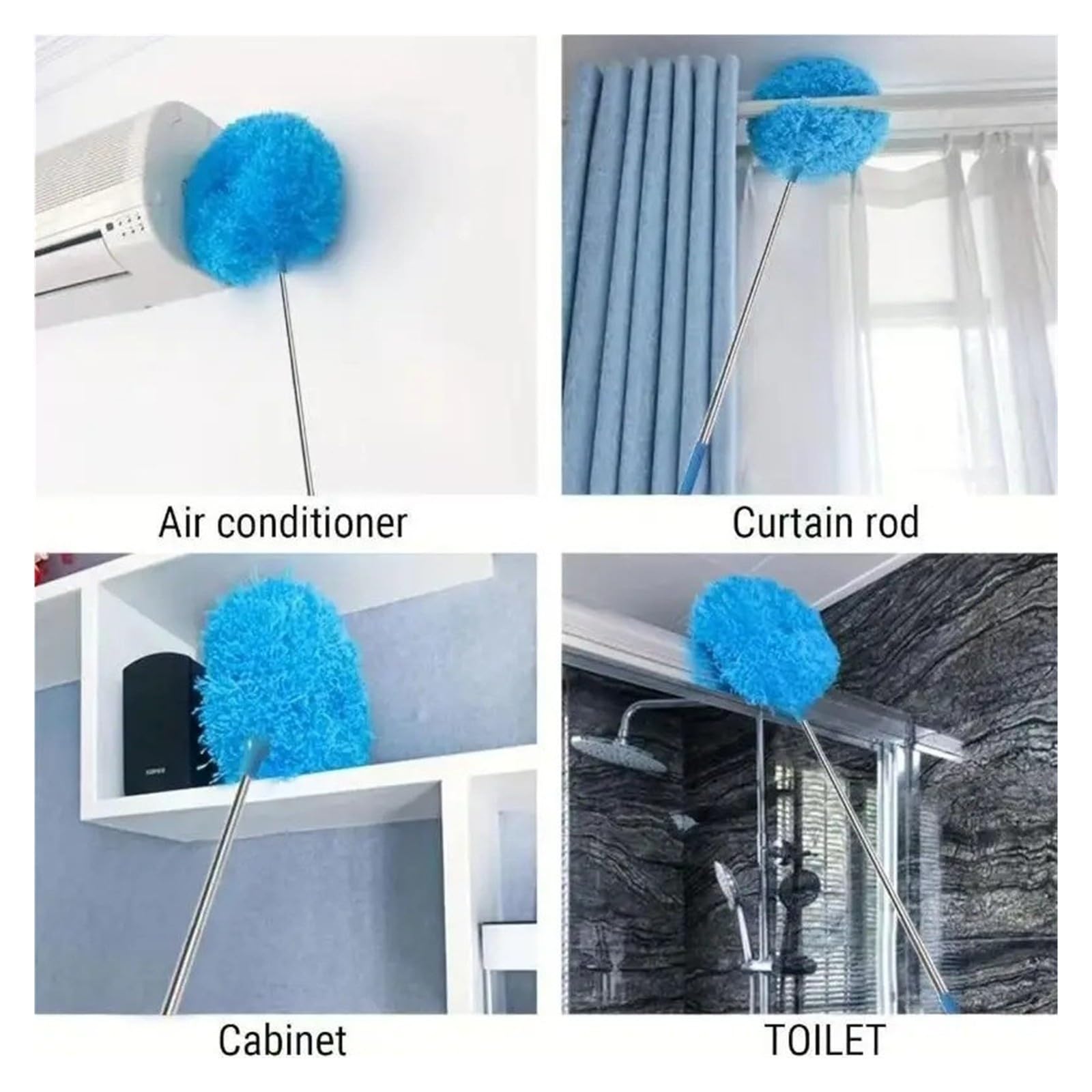 Ventilatore da soffitto in microfibra per spolverino allungabile manico lungo riutilizzabile spazzola detergente (verde)