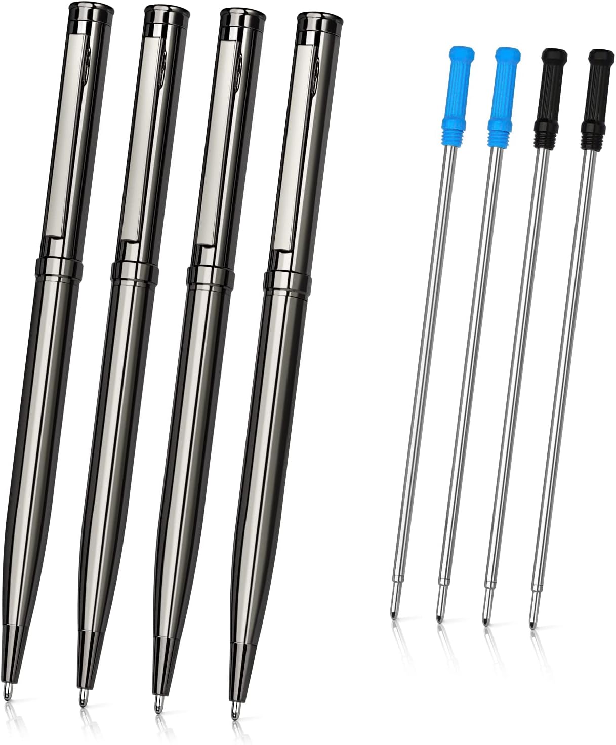 WEMATE 4Pcs Slim Retractable Ballpoint Pens, Extra 4Pcs