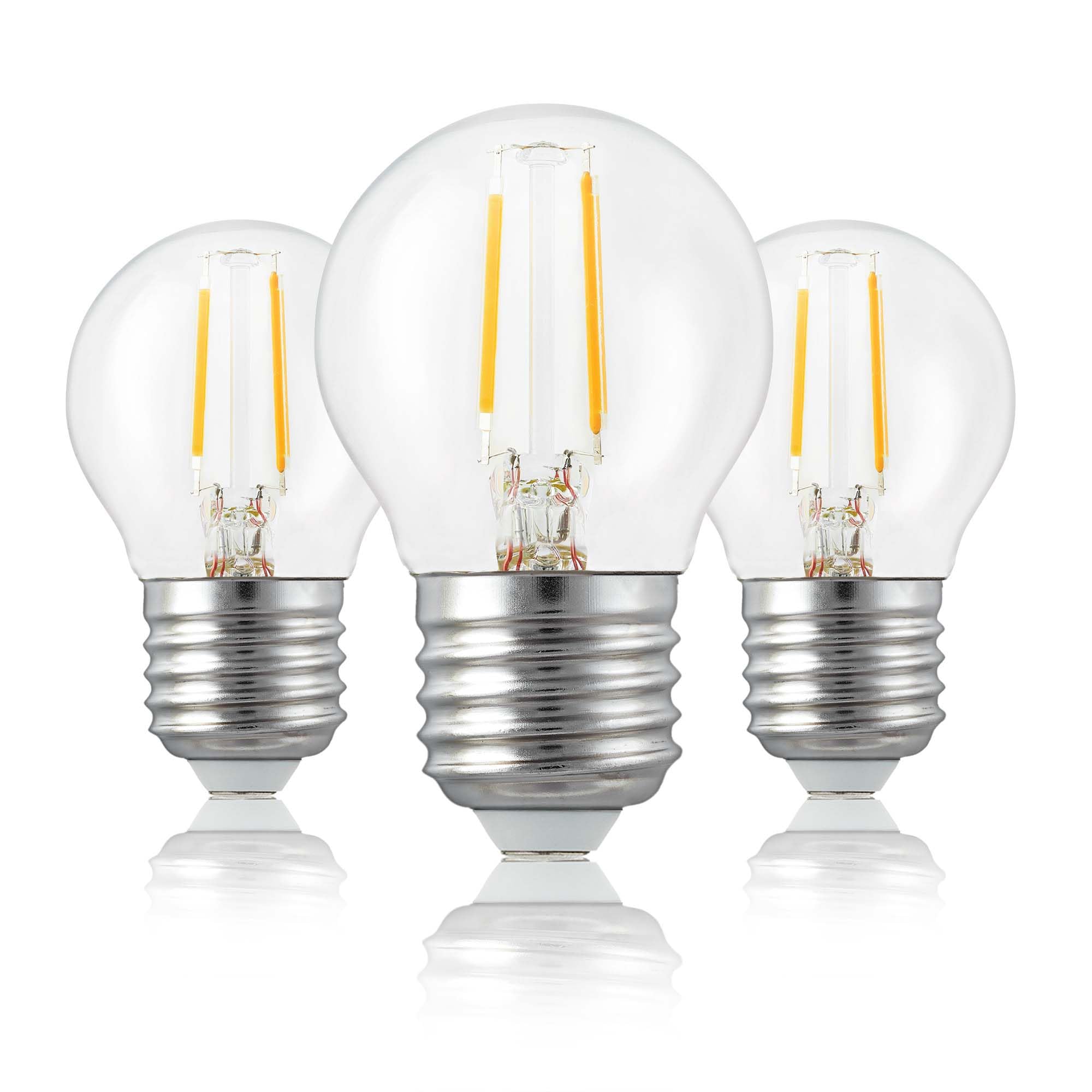 Hellum E27 Bulb, E27 LED Warm White, 2W, Replacement for 25W Halogen Bulbs, 250 lumens, 2700K, Light Source for Cabinet Lighting, 209105 (Pack of 3)