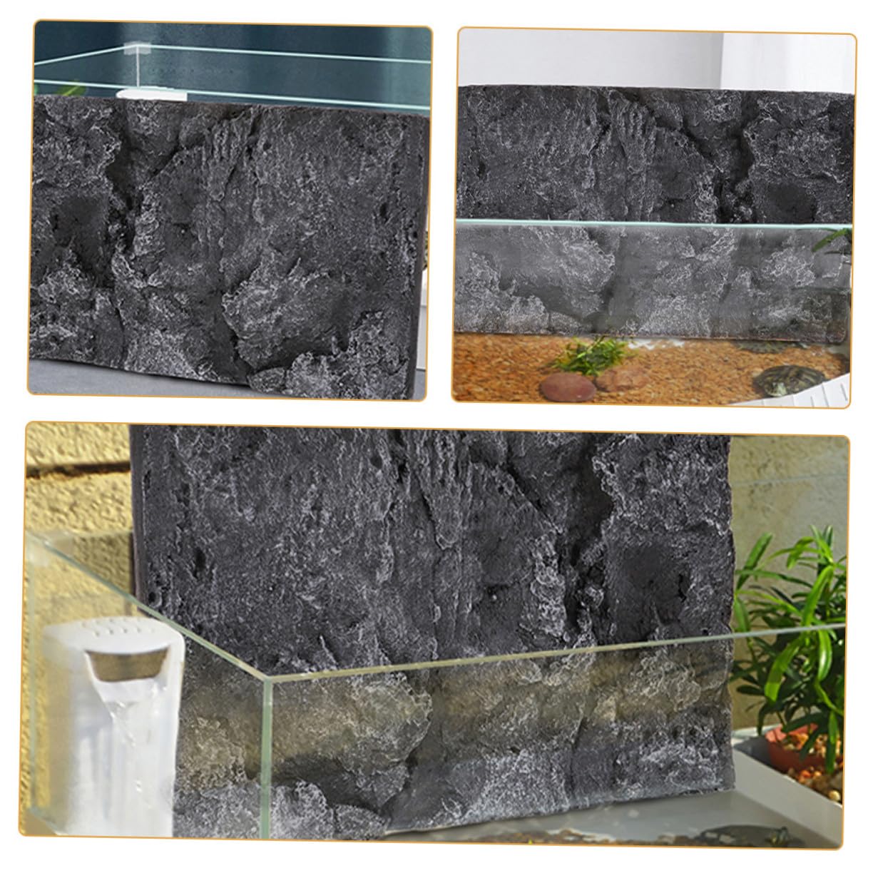 2 Szt. Tło Terrarium z Efektem Kamienia Realistyczna Dekoracja Akwarium i Terrarium i Łatwa Montażu Płytka Krajobrazowa dla Gadów