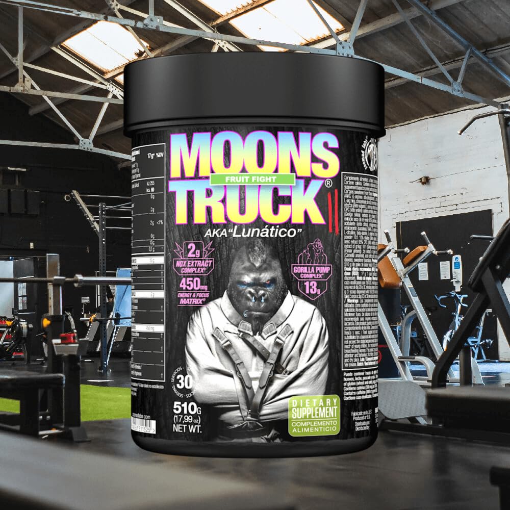 ZOOMAD LABS - Moonstruck II, Polvos Pre Entreno, Suplemente para Deportistas, Pre Workout en Polvo, con Cafeína, Citrulina y Extractos Vegetales- 510 g (Fruit Fight)