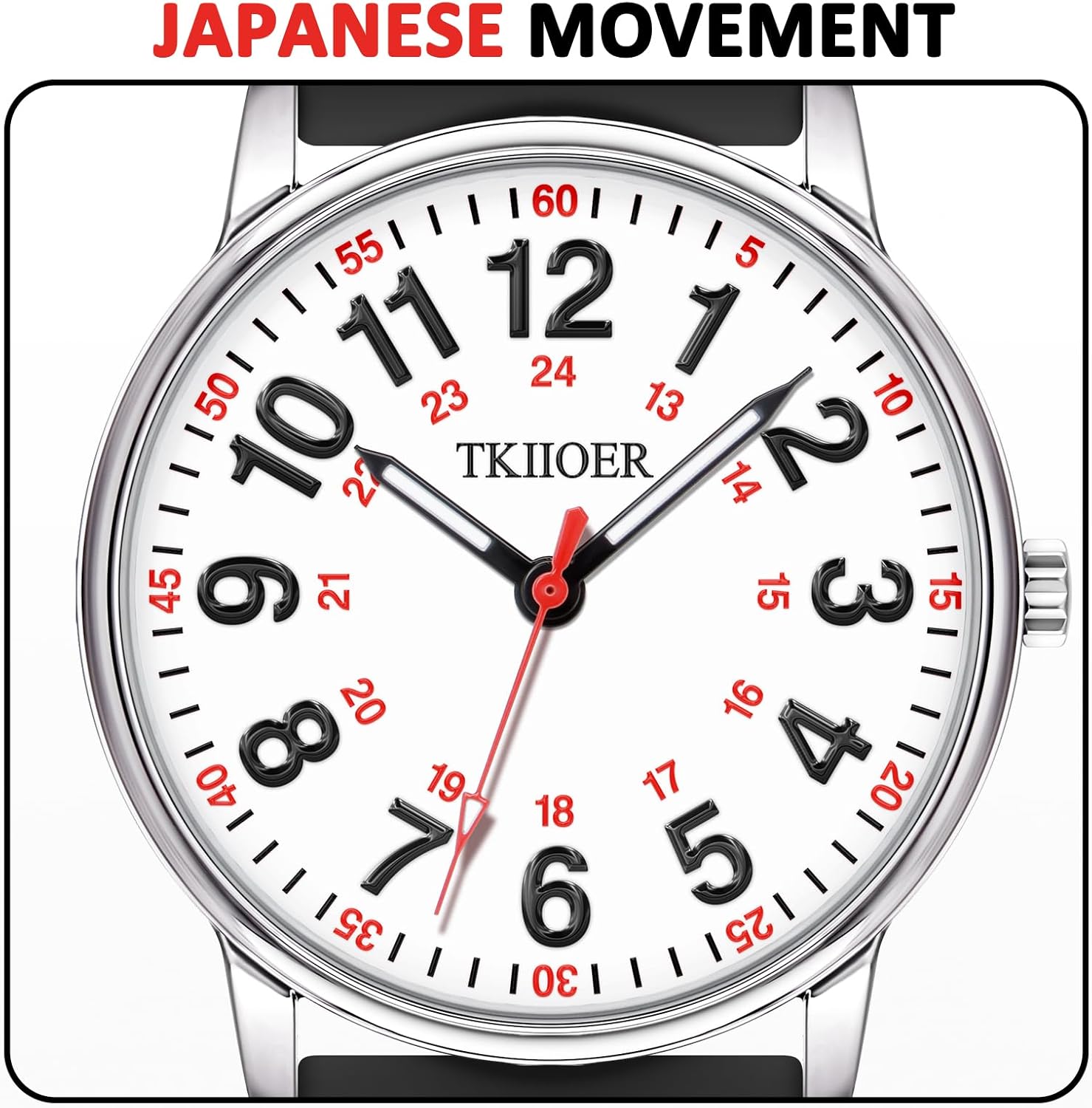 Nurse Watch for Nurse Medical Professionals Students Women Men, 50M Waterproof 12/24 Hour Military Time Luminous Easy Read Dial, Second Hand Watch for Nursing - Image 2