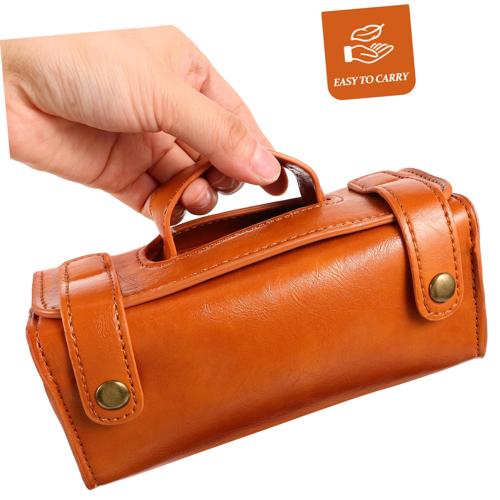 Neceser Organizador para Hombre de Material Sintético PU Marrón Múltiples Compartimentos Portátil para Viaje y Uso Diario