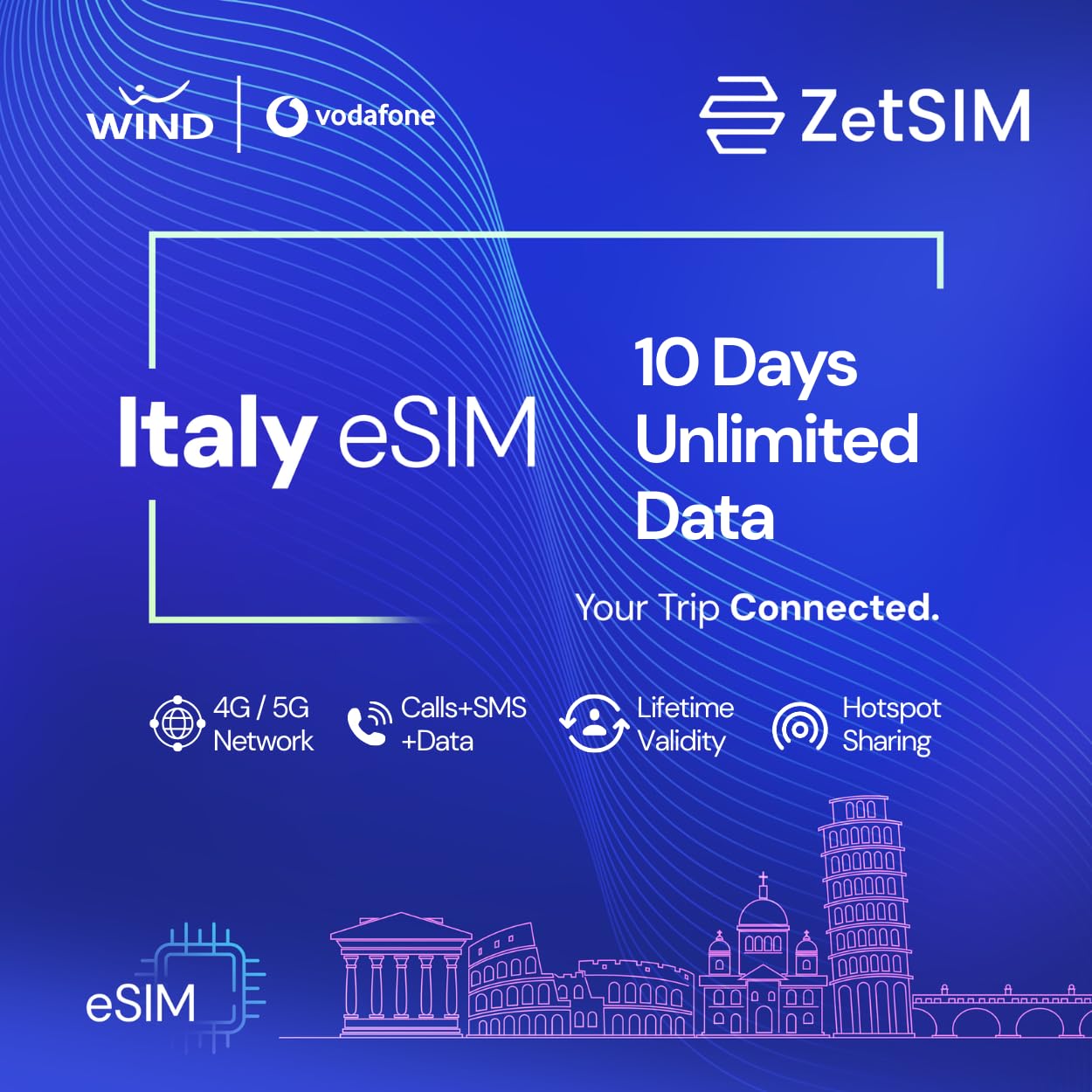 Italy Local eSIM | 10 Days Unlimited | 4G/5G High-Speed Data | One SIM for Lifetime | Instant QR Code Activation | Easy App Top-Up | Hotspot Sharing | No Contract-image-42