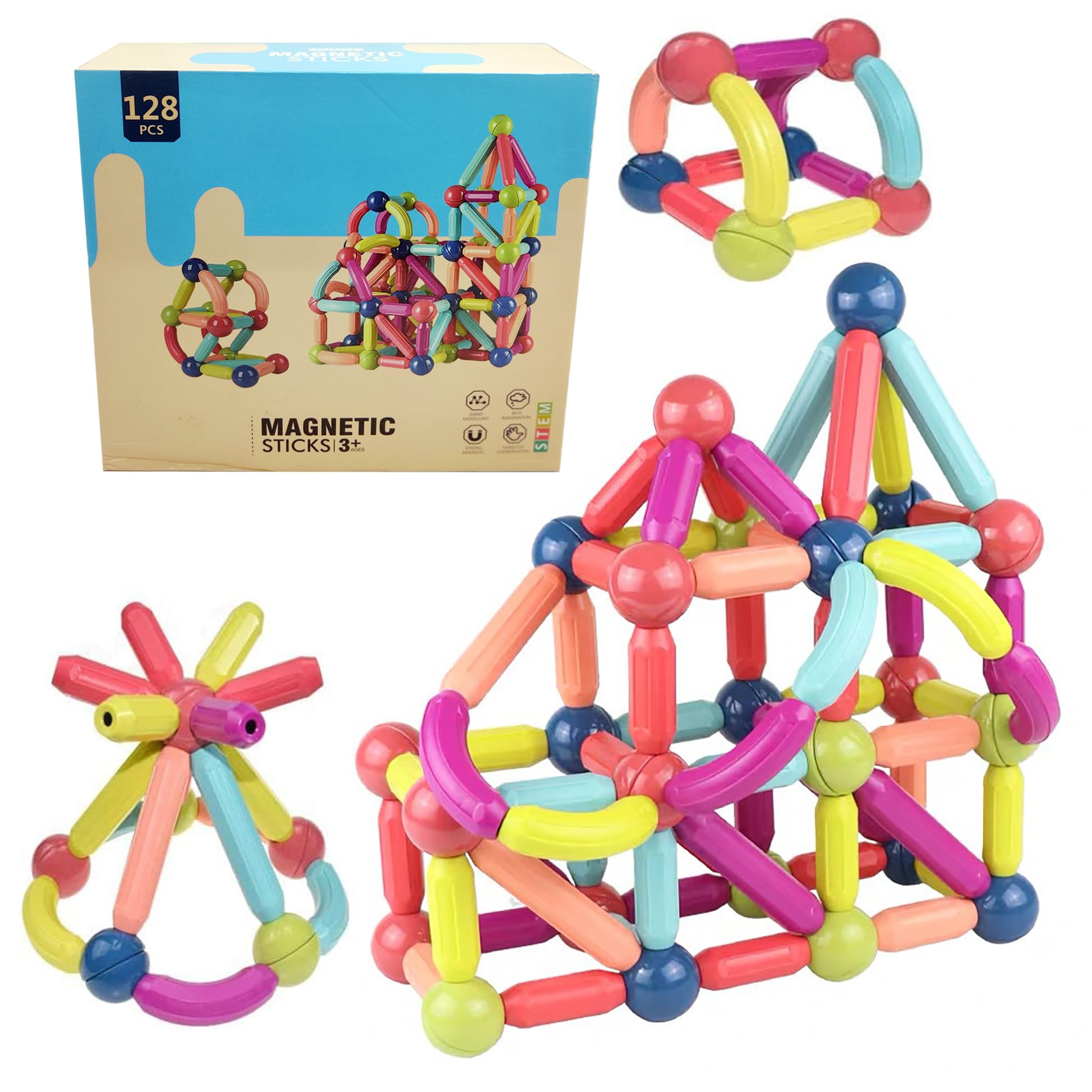 See full amazon price history chart for Kiditos DIY STEM Magnetic Sticks Building Blocks Toy for Kids, 3D Magnetic Balls and Rods Set Kids Montessori Educational Toys Stacking Toys for Kids Age 3+ Years (128 Pcs), Multi Kiditos DIY STEM Magnetic Sticks Building Blocks Toy for Kids, 3D Magnetic Balls and Rods Set Kids Montessori Educational Toys Stacking Toys for Kids Age 3+ Years (128 Pcs), Multi (B0CNRYVCDS) Amazon Price History, Amazon Price Tracker