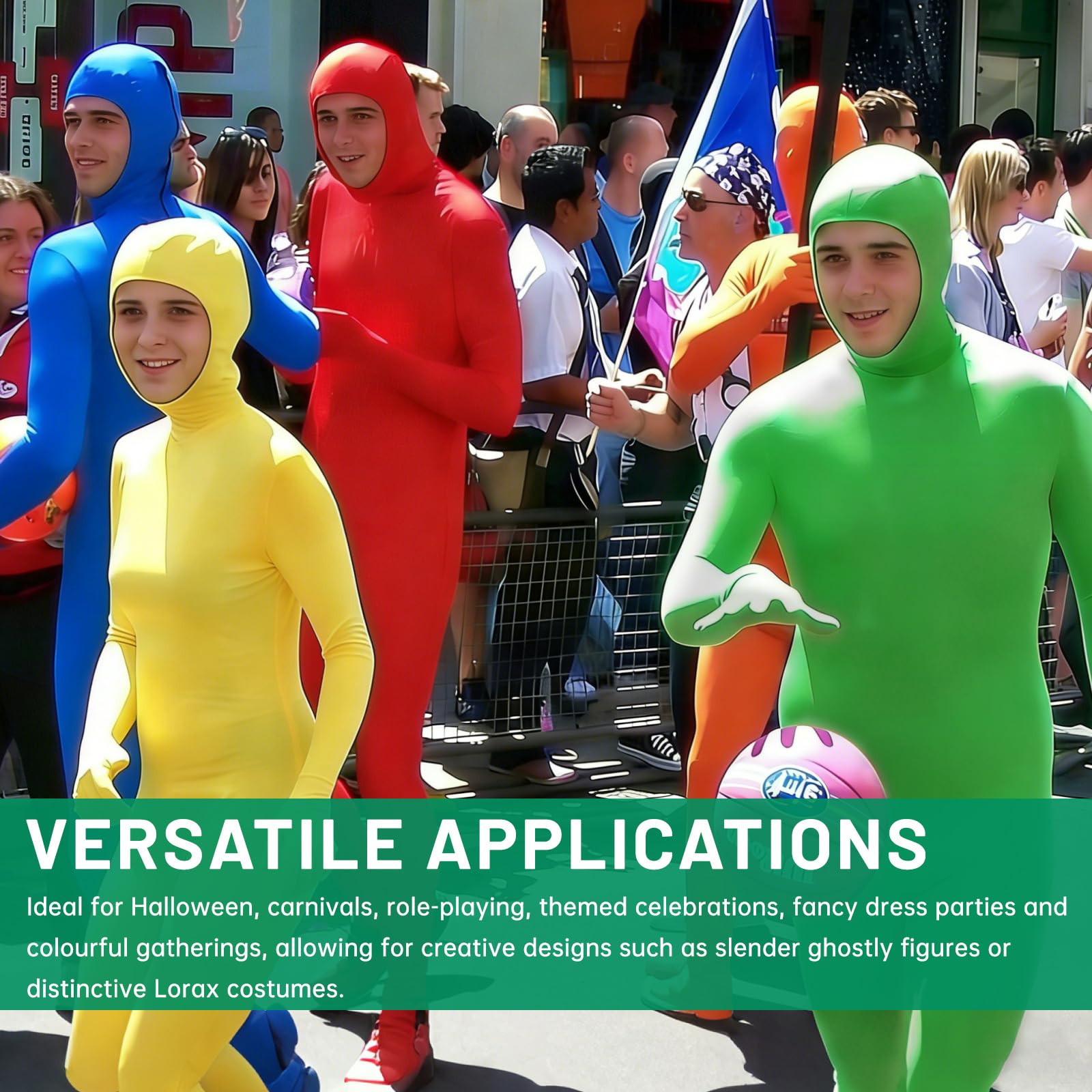 Combinaison Intégrale pour Femmes et Hommes, Combinaison Unisexe Greenscreen, Déguisement Seconde Peau Halloween Carnaval Cosplay, visage découvert