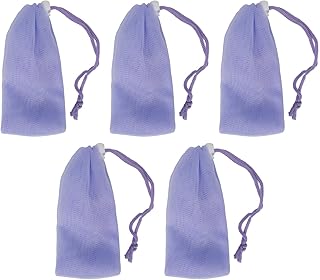 5pcs Soap Bag, Mesh Soap Pouch with Drawstring Bubble Foam Net Soap Saver Bag Body Facial Cleansing Tool for Shower