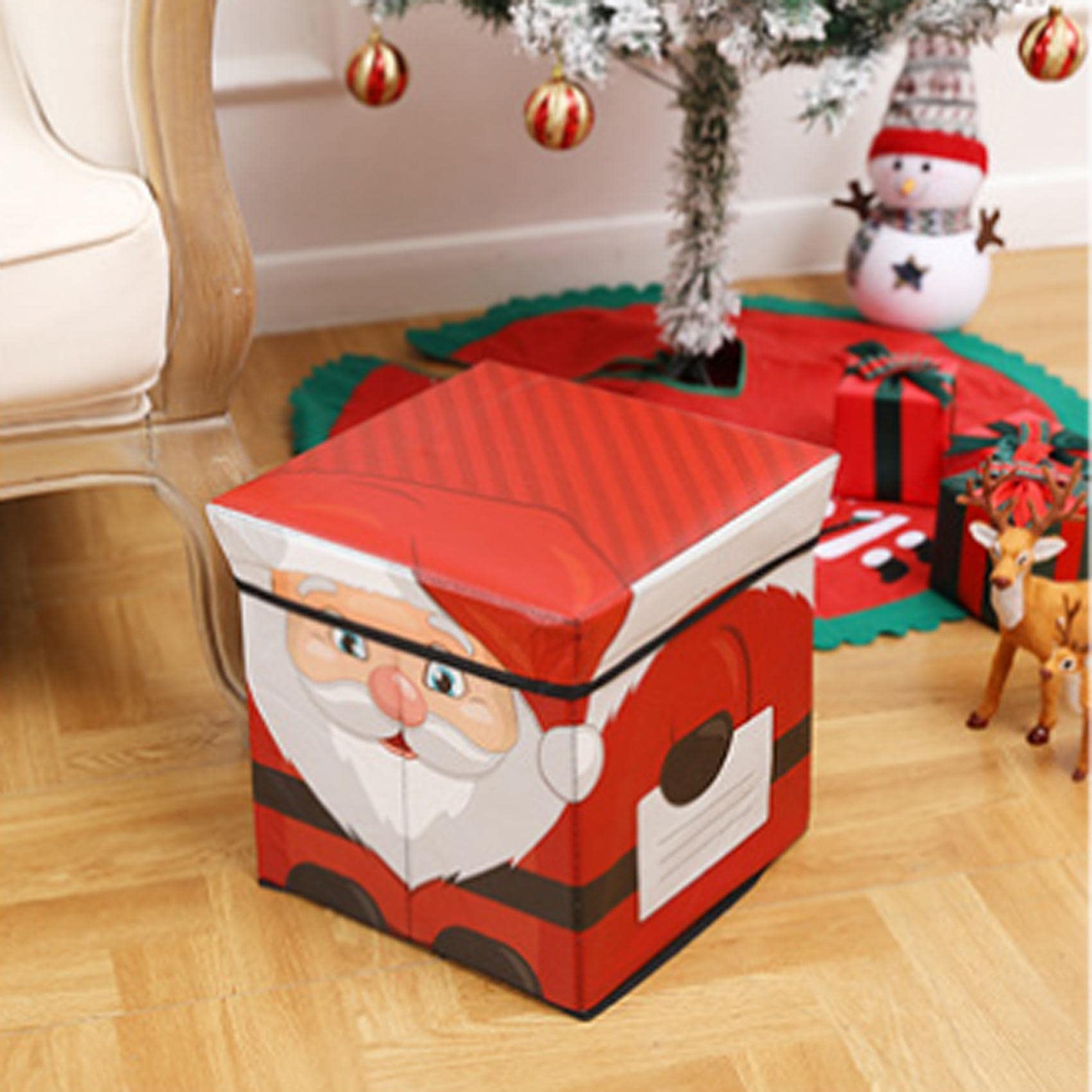 Repose-pieds pliable Père Noël pour organiser le salon et soulager vos jambes