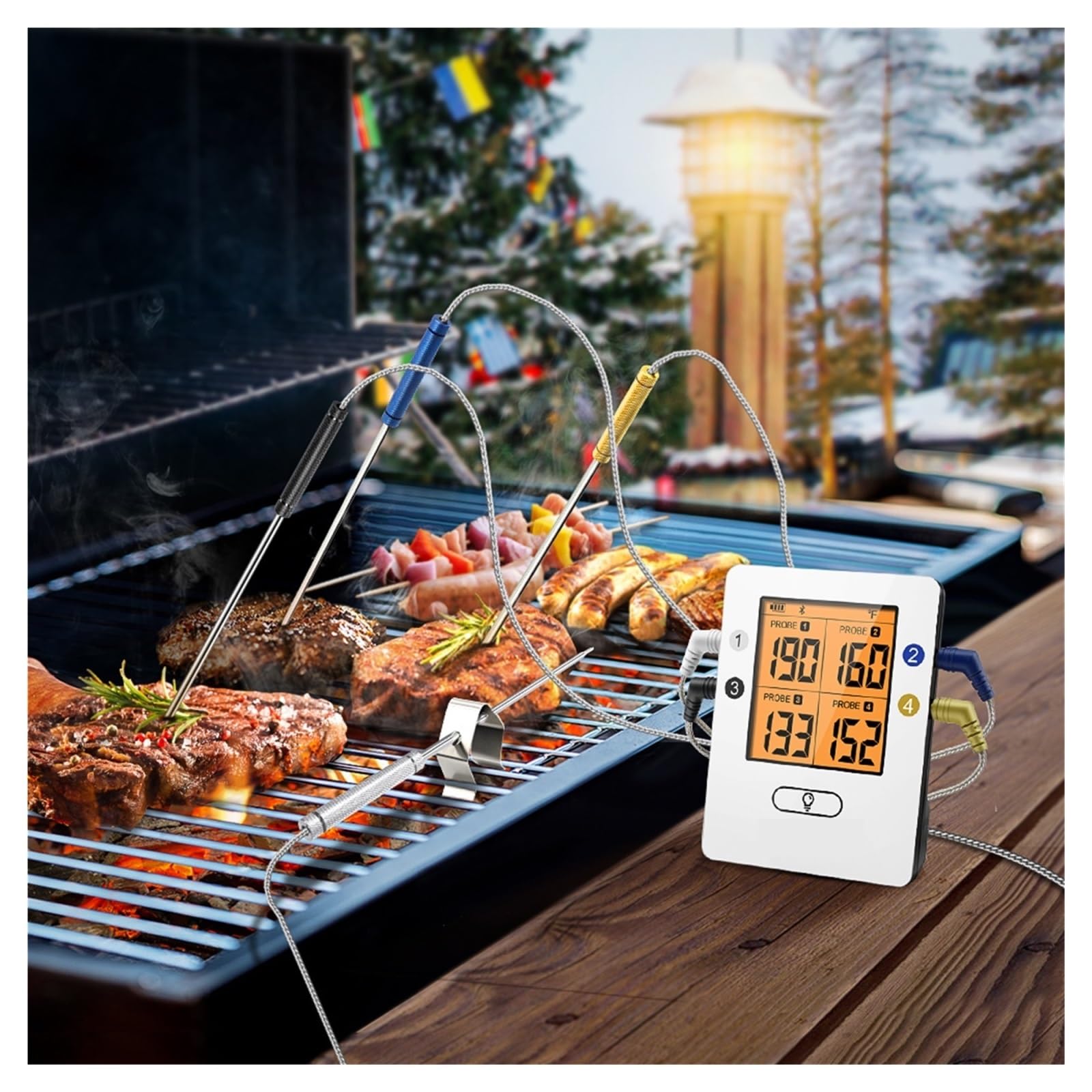 4 Sonde Display Retroilluminato 150M Wireless Smart Bluetooth Connected Phone APP Cottura BBQ Forno Termometro For Carne Preciso Veloce Monitoraggio In Tempo Reale