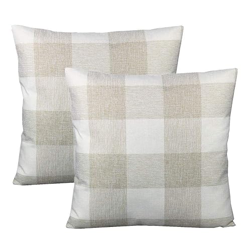 VAKADO 20x20 inch Throw Pillow Covers Farmhouse Buffalo Plaids Rustic