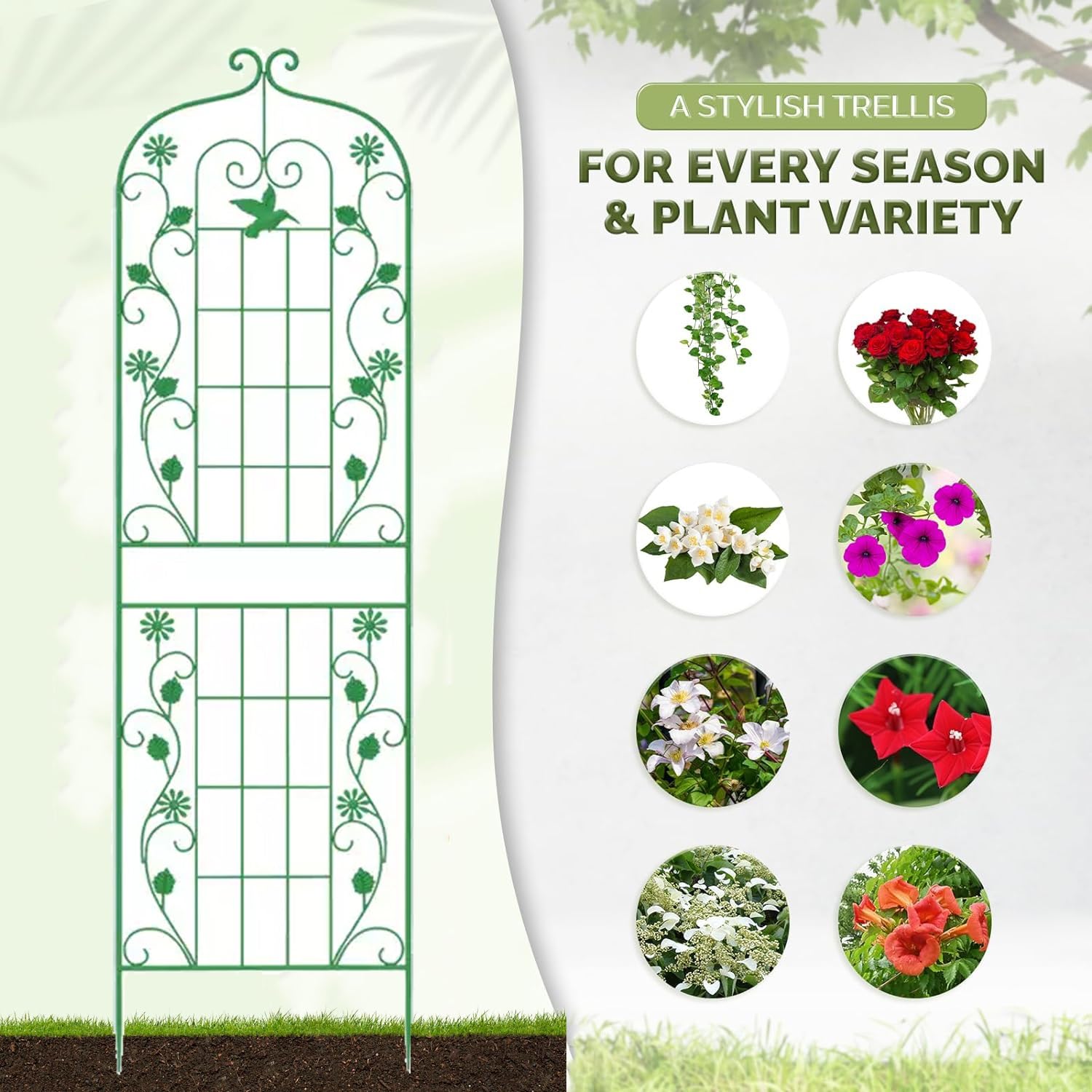 Tralicci Da Giardino In Metallo Per Piante Rampicanti - Confezione Da 2, 40x180 Cm, Tubo Zincato Antiruggine, Nero - 3