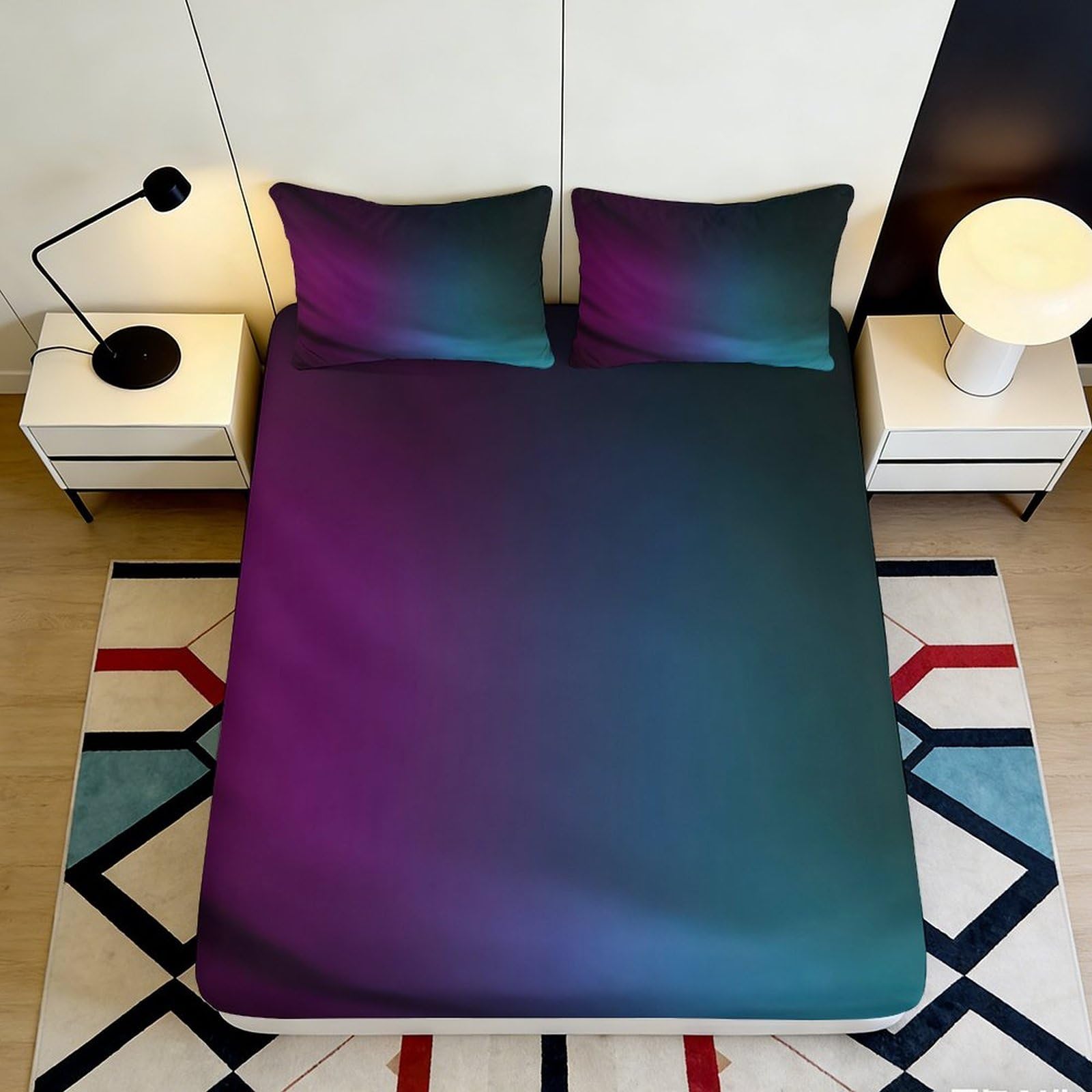 Jqzkxnhpbr Style-7 3D Printed Aurora Gradient Fitted Sheet Microfiber Soft Breathable Nebula Mattress Cover For Bedroom Dorm Decor 90X200x25cm