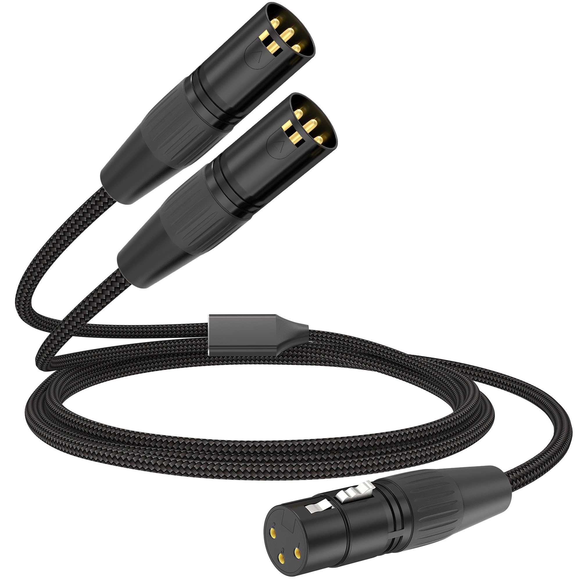 HOSONGIN Cable divisor XLR – Cable en Y hembra a doble macho, cable adaptador de micrófono equilibrado para mezclador, interfaz de audio, podcast, escenario, sonido en vivo, grabación, PA, iglesia