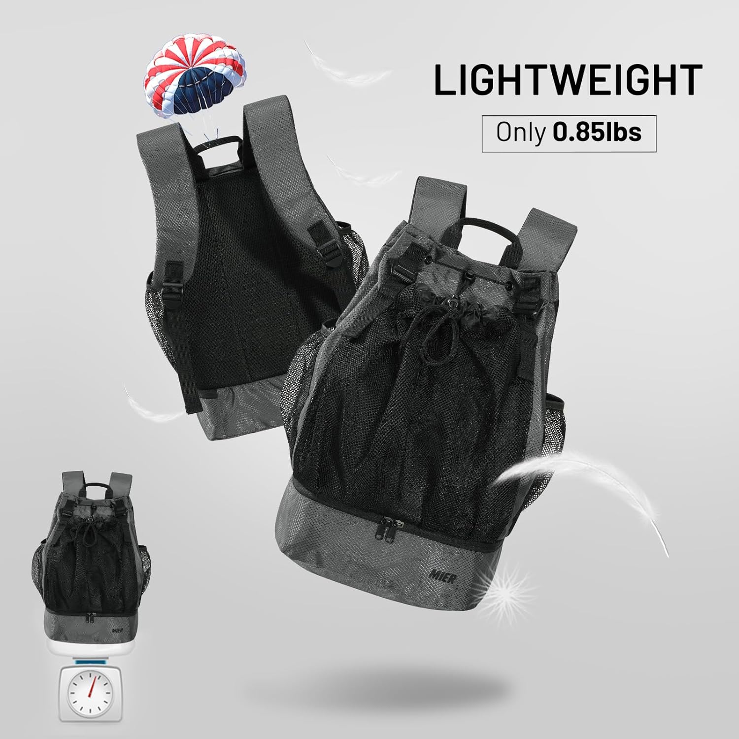 MIER Drawstring Basketball Backpack Soccer Bag with Shoe Compartment & Mesh Pocket Sports Gym String Backpack for Women Men, Lightweight - Image 9