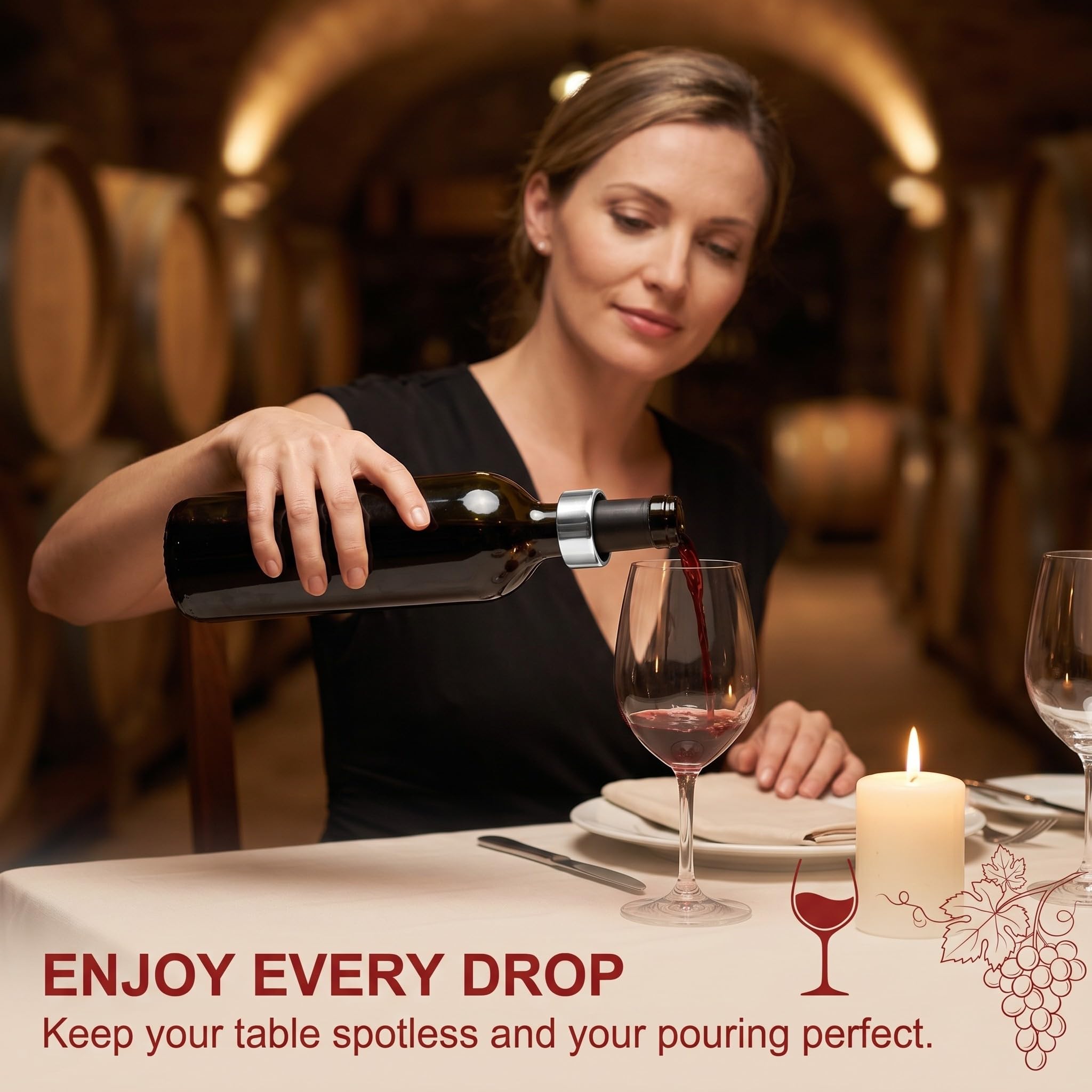 Set de 4 Piezas Cortador de Cápsulas de Vino y Anillos Antigoteo, Accesorios de Vino Profesionales para Quitar el Papel de Aluminio de Botellas, Corta Cápsulas Ergonómico y Duradero, Negro