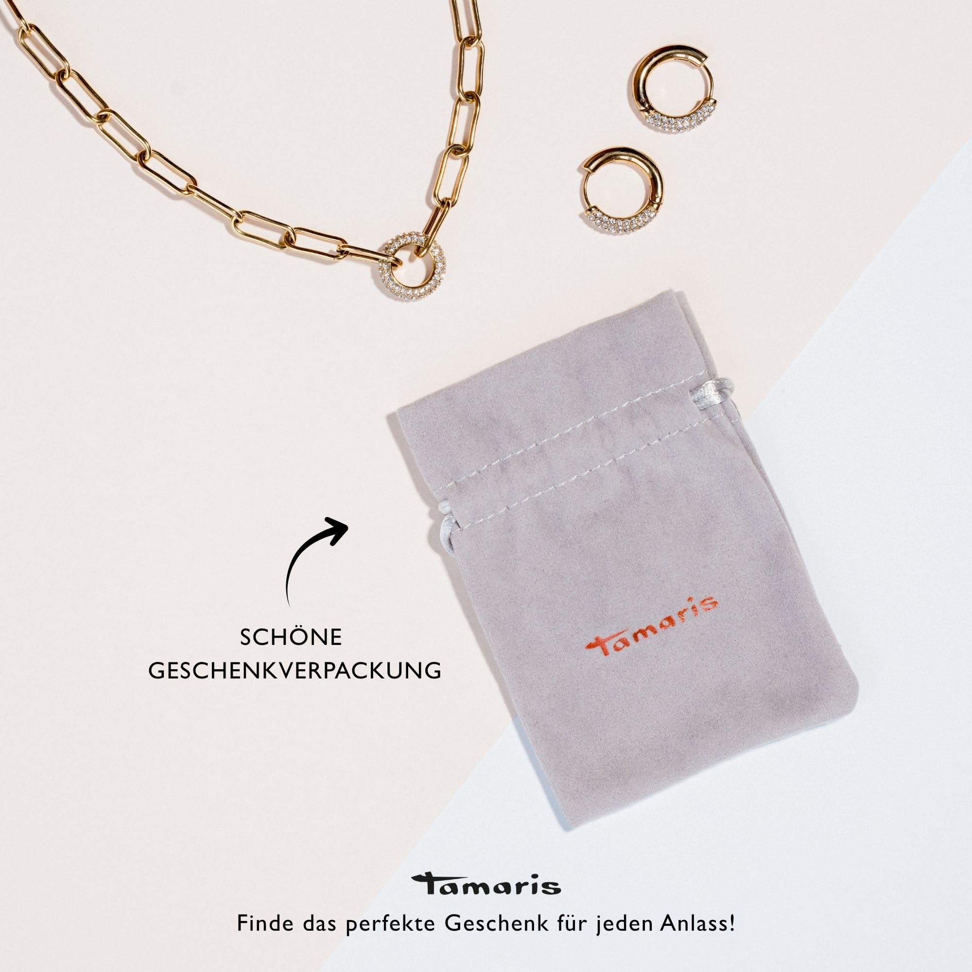 Tamaris Armband für Damen im Chunky Style, mit T-Bar Verschluss, wasserfest aus Edelstahl