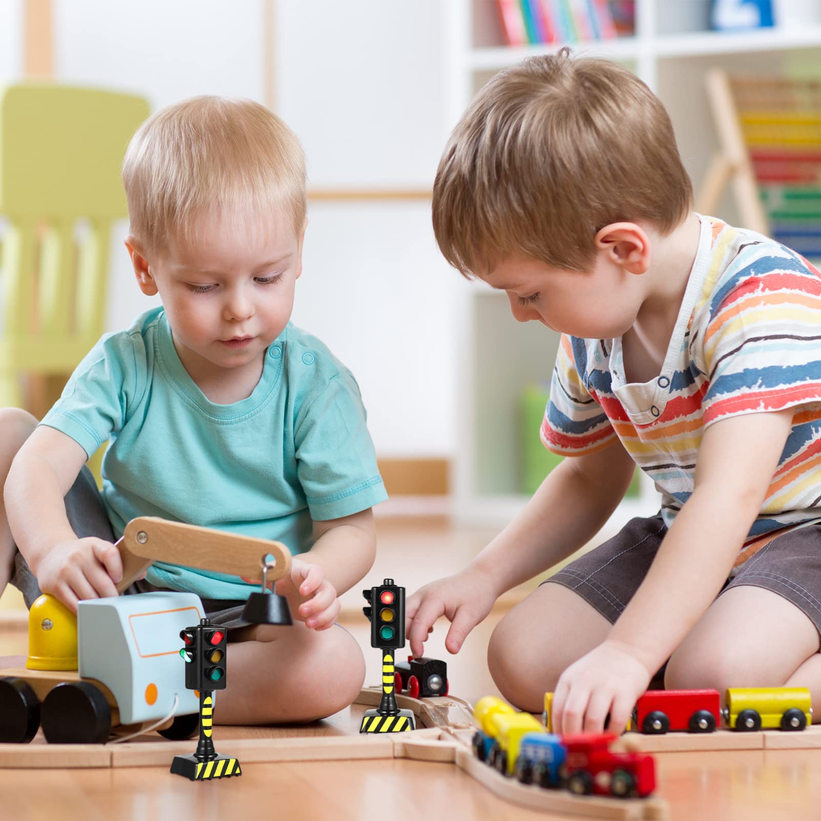 TOYANDONA Lot de 2 feux de circulation pour enfants - Jouet de simulation - Jouet éducatif pour enfants