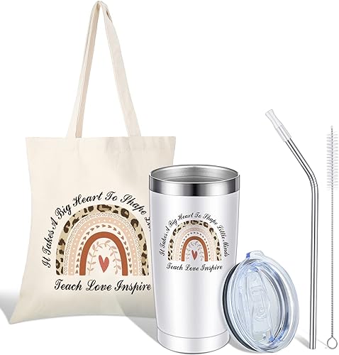 2 piezas de regalos para profesores para mujeres, regalos de agradecimiento para profesores, regalos bohemios de 20 onzas, taza de café de 13 x 15