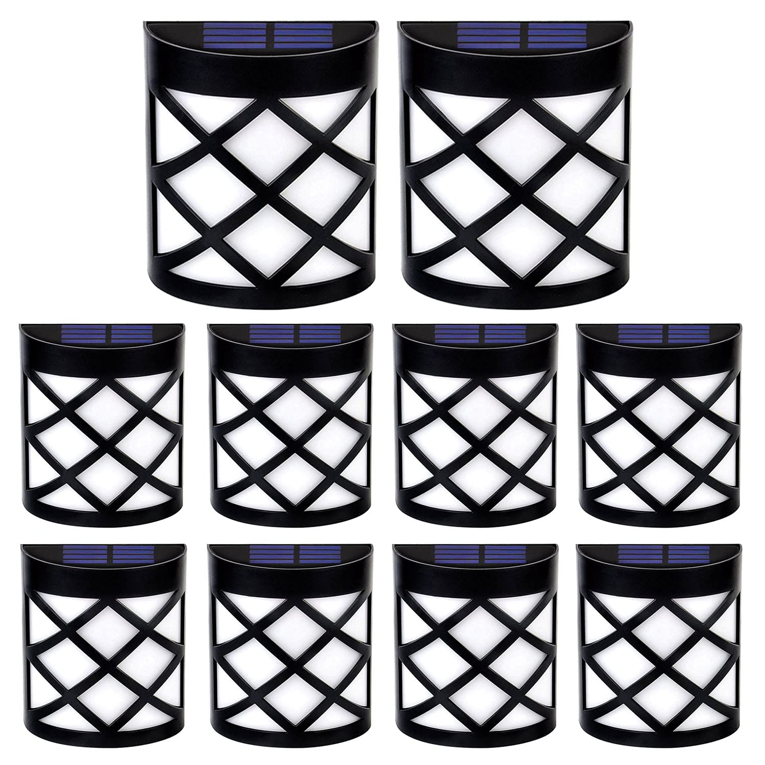 Solalite(10 Pack) Solar Fence Lights, 6 LED Decorative Wireless Lights Garden Waterproof Solar Powered Outdoor Lamps for Patio, Fence, Yard, Garden, Stairway, Gate, Wall