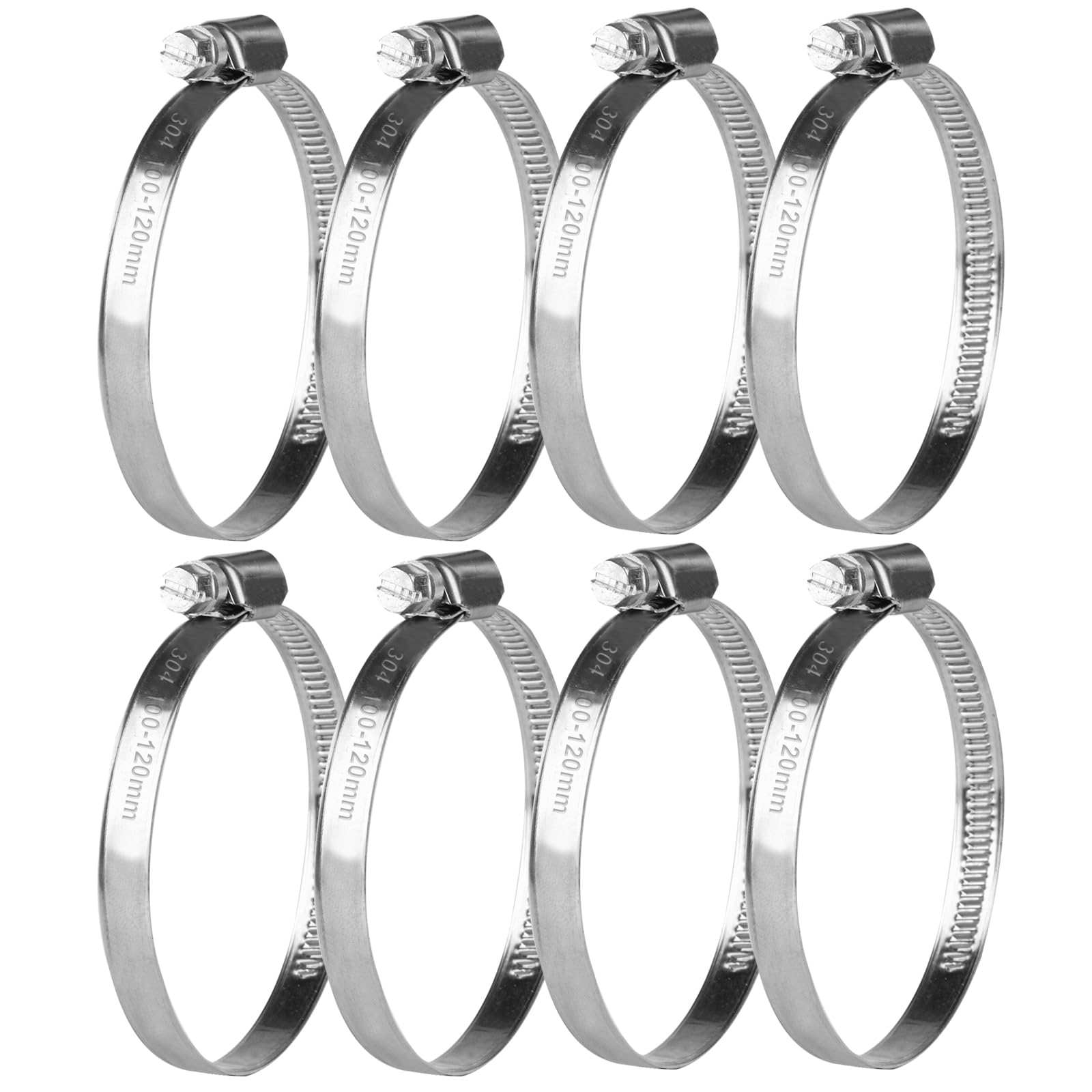 8 sztuk opasek do węży ze stali nierdzewnej, zestaw opasek regulowanych 100-120 mm, zestaw opasek do węży, opaski do rur ze stali nierdzewnej 304, zestaw opasek śrubowych do pralki