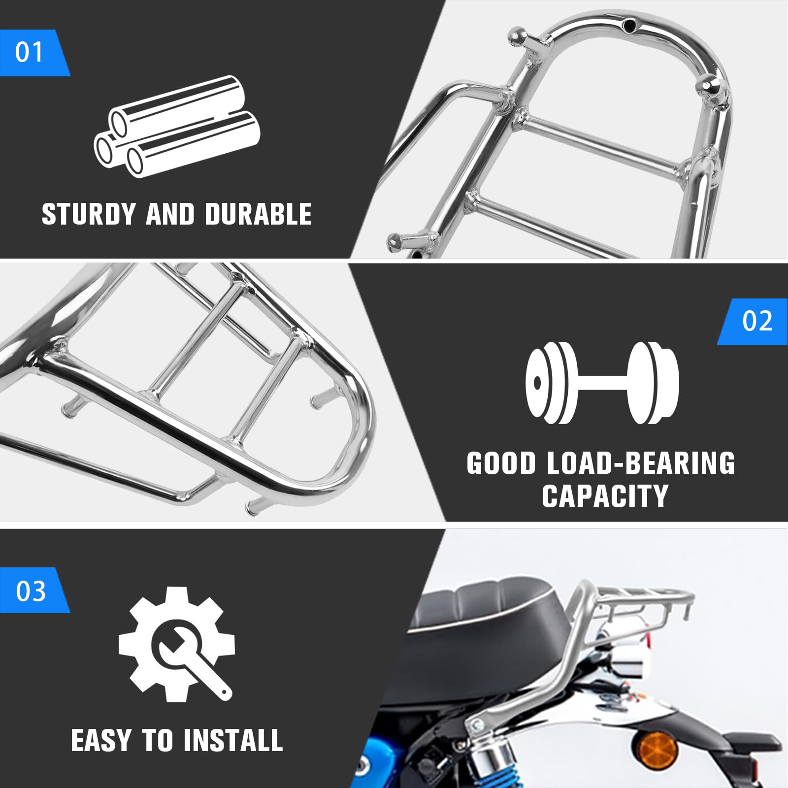 Portapacchi di ricambio per moto Honda Monkey 125 Z125 2018-2025, portapacchi posteriore (cromato)