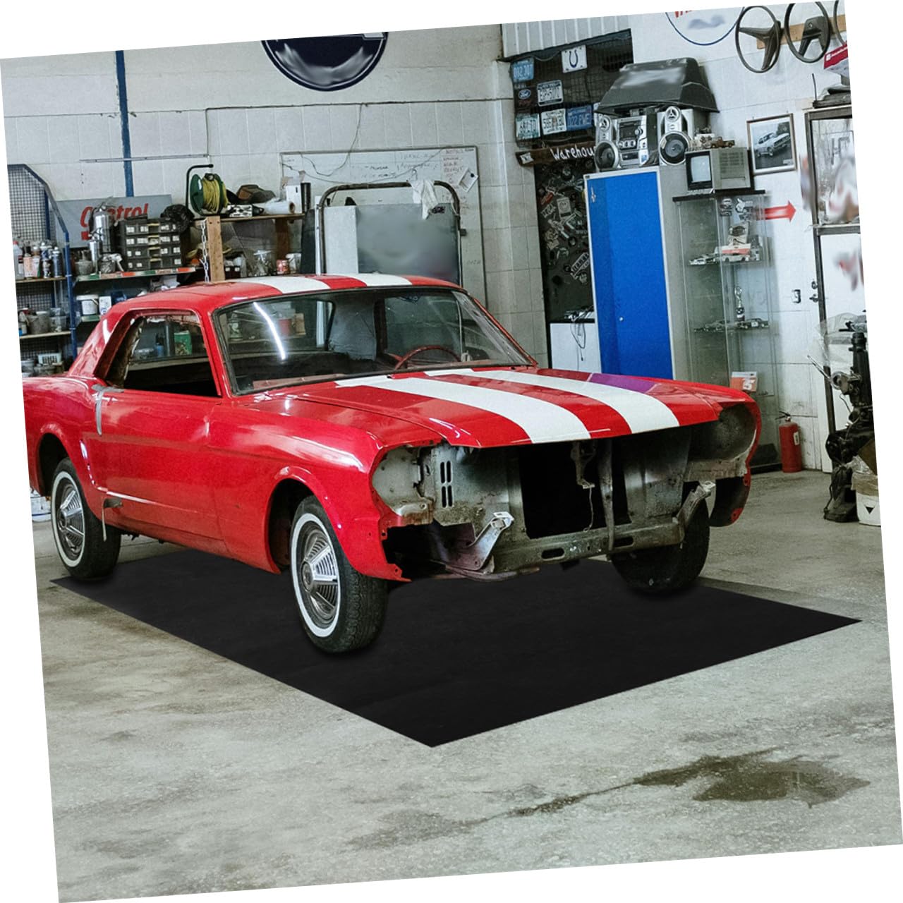Amosfun Ölauffangmatte Garage aus Robusten Fasern mit Rutschfester Unterseite Waschbare Öltropfmatte für Werkstatt und Garagenbodenschutz