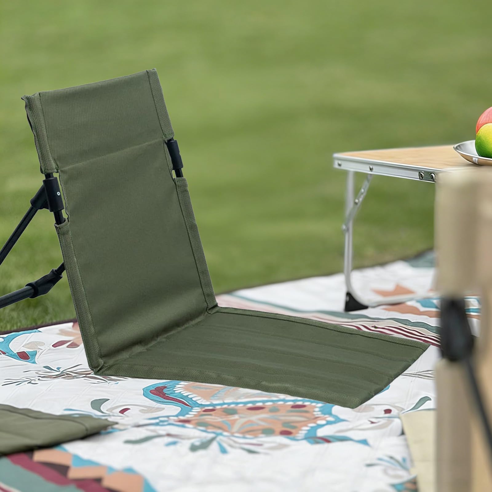 Silla de Suelo,Silla de Playa 38x39.5CM,Asiento de Estadio,Cojín Plegable,Playa con Respaldo,Sillas Jardín Exterior,Silla Playa Plegable,para Camping Piscina,Terraza o Jardín o Exterior