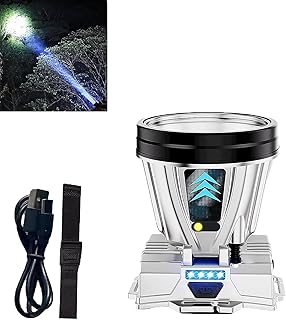 Super Bright Rechargeable High Power Headlamp, High Power Outdoor Spotlight Waterproof, Head Lamps LED Rechargeable Bright Headlamp, for Outdoor Camping,Fishing,Hunting,Adventures (White Light)