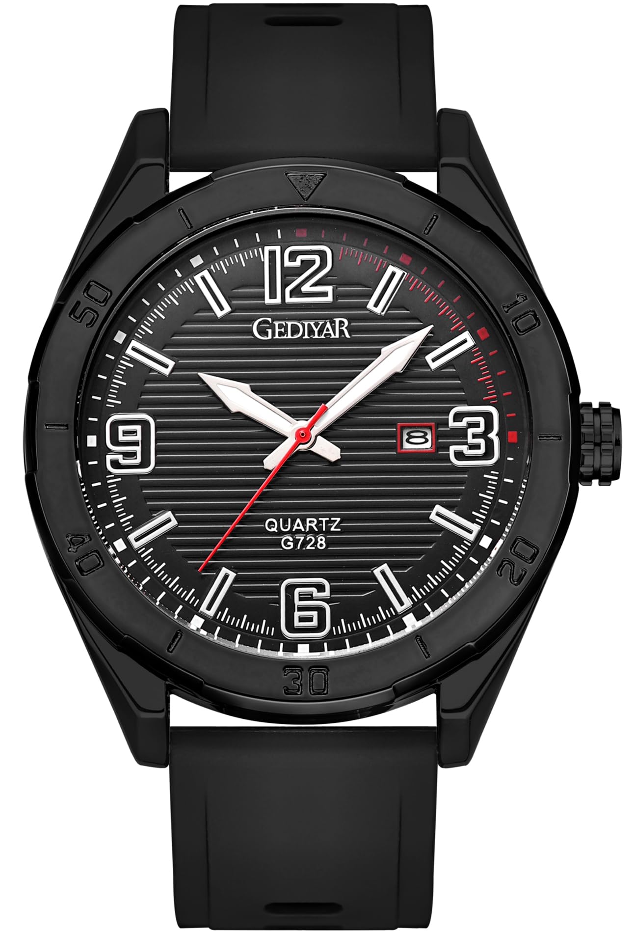 EAJOMINSport Waterproof Large Big Face Watches for Men Students, Silicone Band Watch with Second Hand Luxury Classic Date Dial Analog Watch,Elegance Comfort