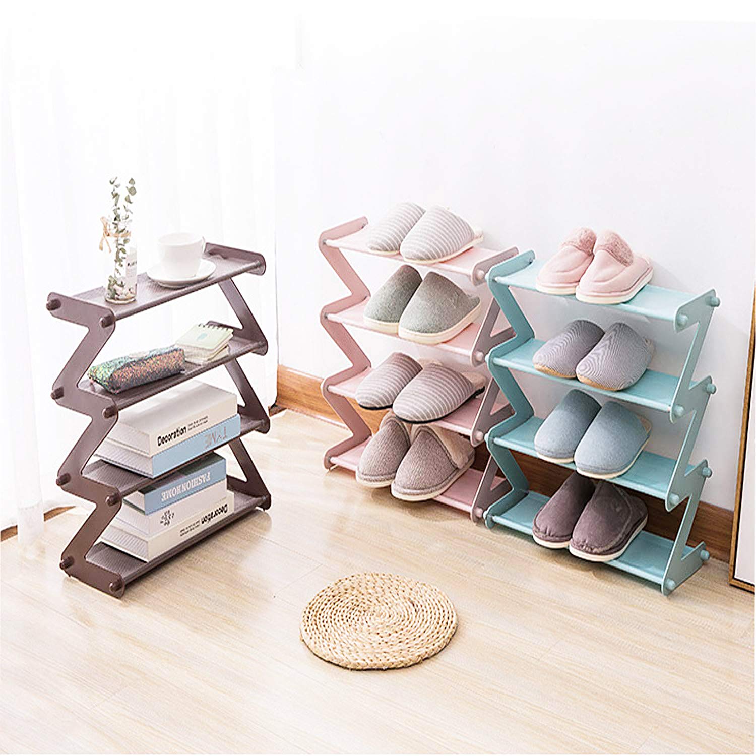 shopper 52.com 4 Layer Z Type Lightweight Sleek Space Saving Shoe Organizer Rack for Home and Office(Plastic, Multicolour)-image-26