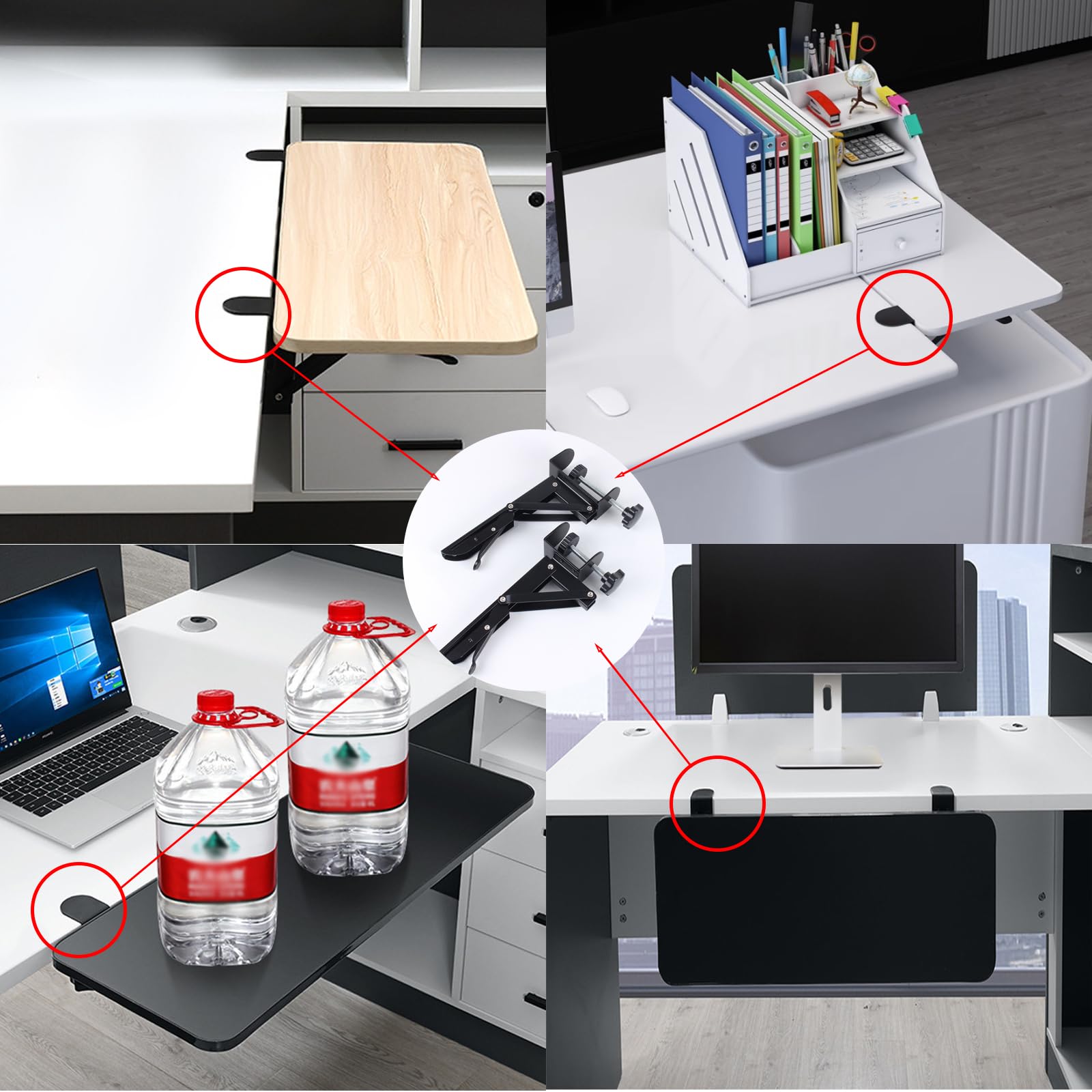 2 Staffe Estensibili Per Tastiera - Supporto Pieghevole Per Scrivania, Nero