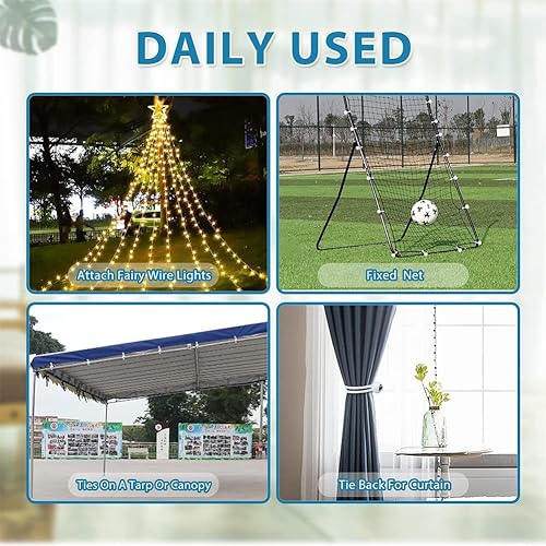 Miniatura 5 de Cuerdas elásticas de bolas de 6 pulgadas con bolas, 100 unidades de cuerdas resistentes para toldo, lona para amarrar, campamento, refugio, carga,