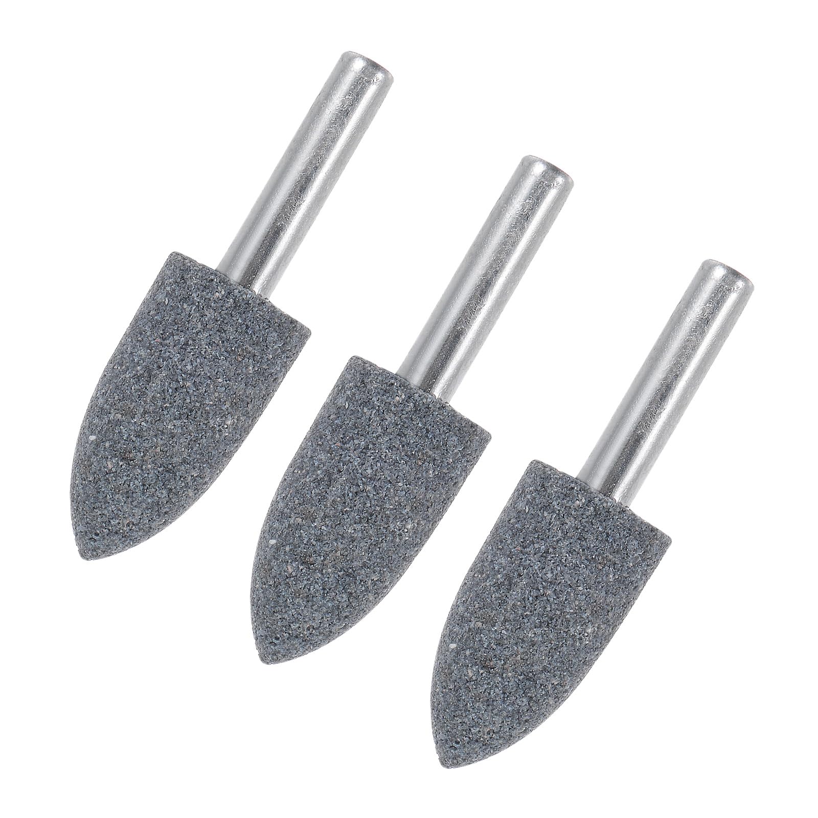 M METERXITY 3-Pack Mole Montate In Pietra Abrasiva Per Levigatura, 1/4 IN(6mm) Gambo Punta Trapano Per Levigatura E Lucidatura In Ossido, 0.63IN(16mm) Diam 80 Grana Puntata [Grigio]
