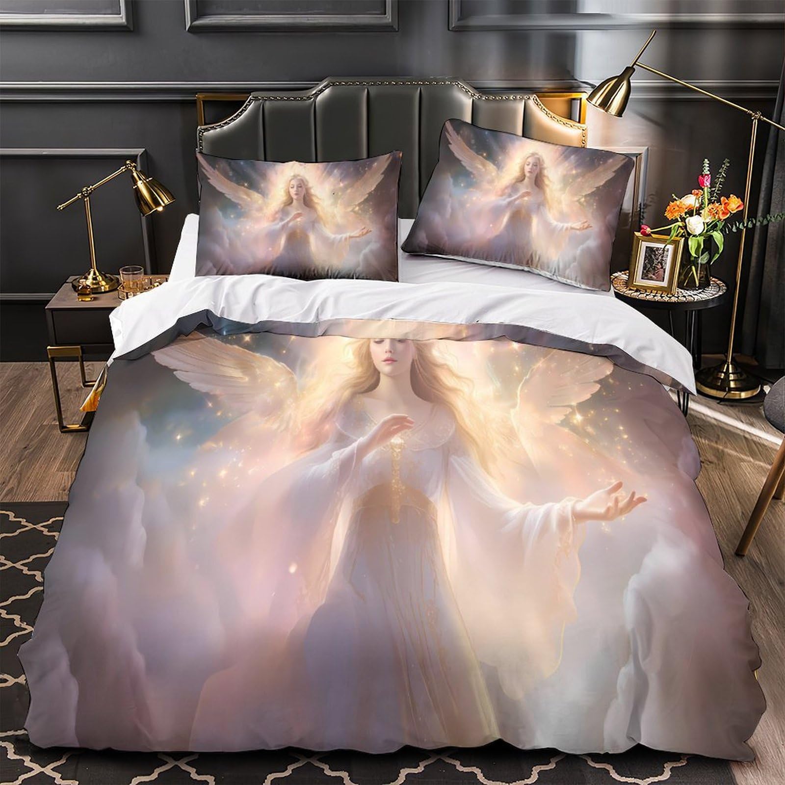Linge de lit 3 pièces parure de lit super douce 220x240 résistante motif éclair