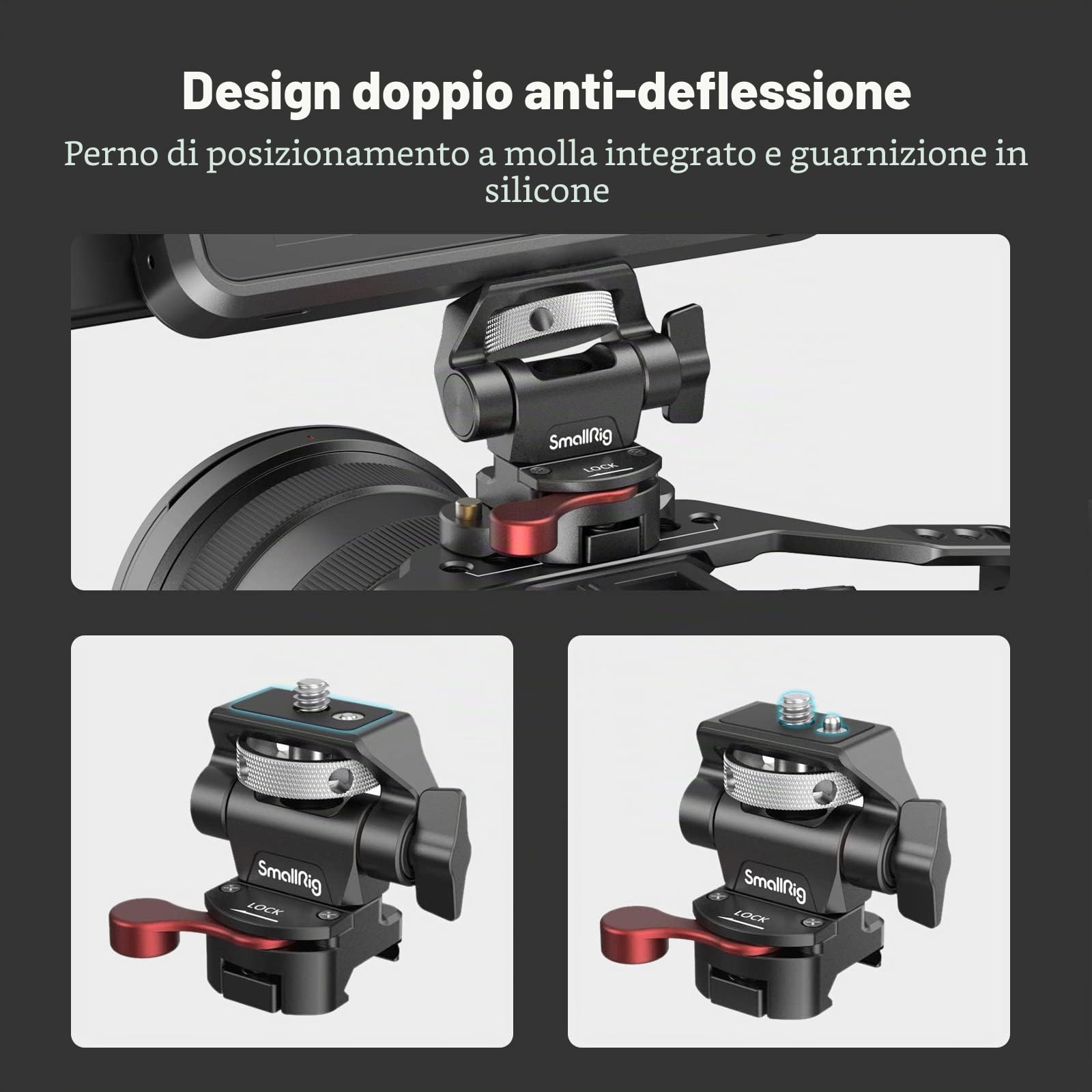 (Nuova Versione) SMALLRIG Supporto per Monitor Regolabile in Rotazione e Inclinazione con Supporto a Morsetto NATO - 2906B